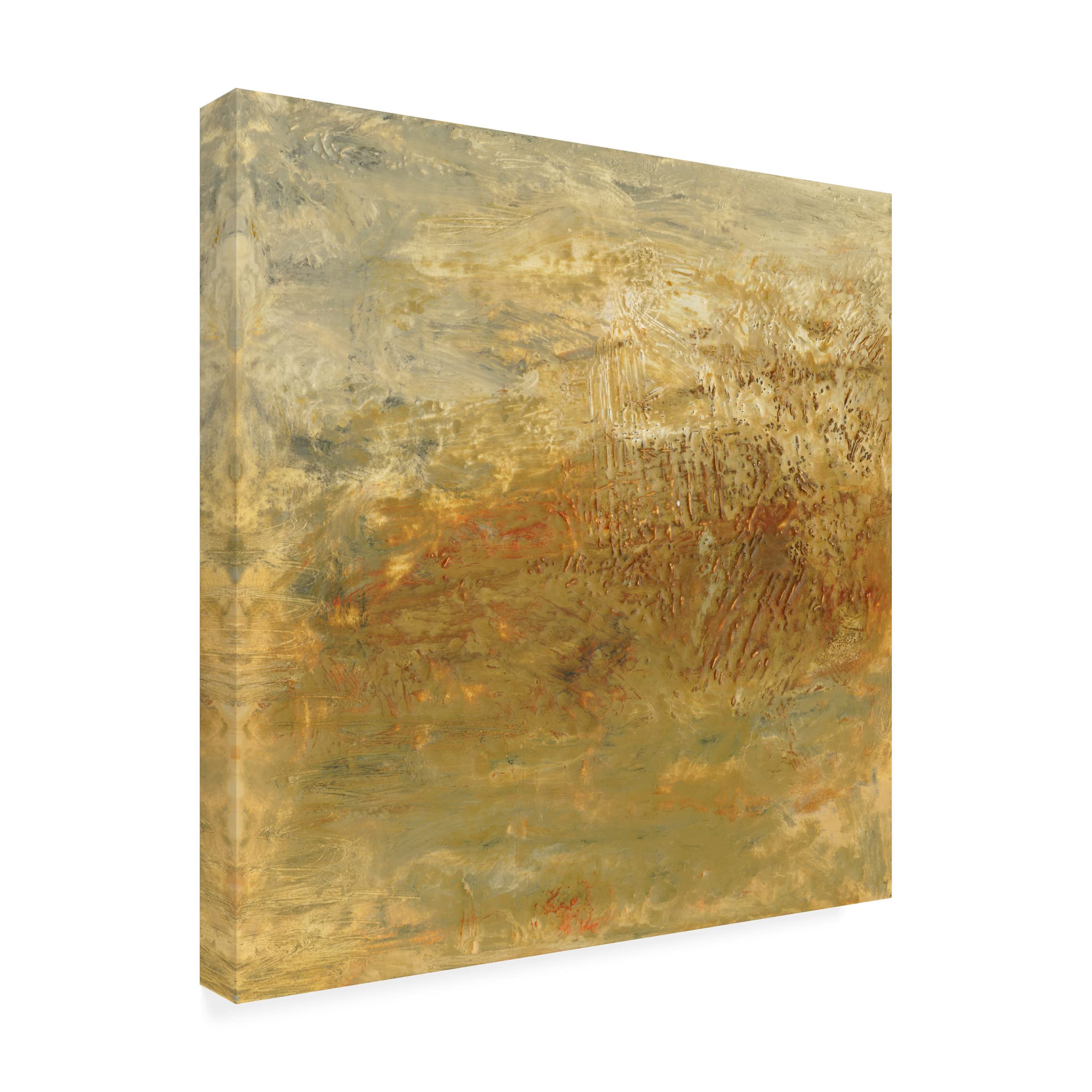Sharon Gordon 'Encaustic Tile In Orange II' Canvas Wall Art - Modern Abstract Painting for Living Room, Bedroom & Office Decor - Handmade Fine Art Print for Home & Commercial Spaces