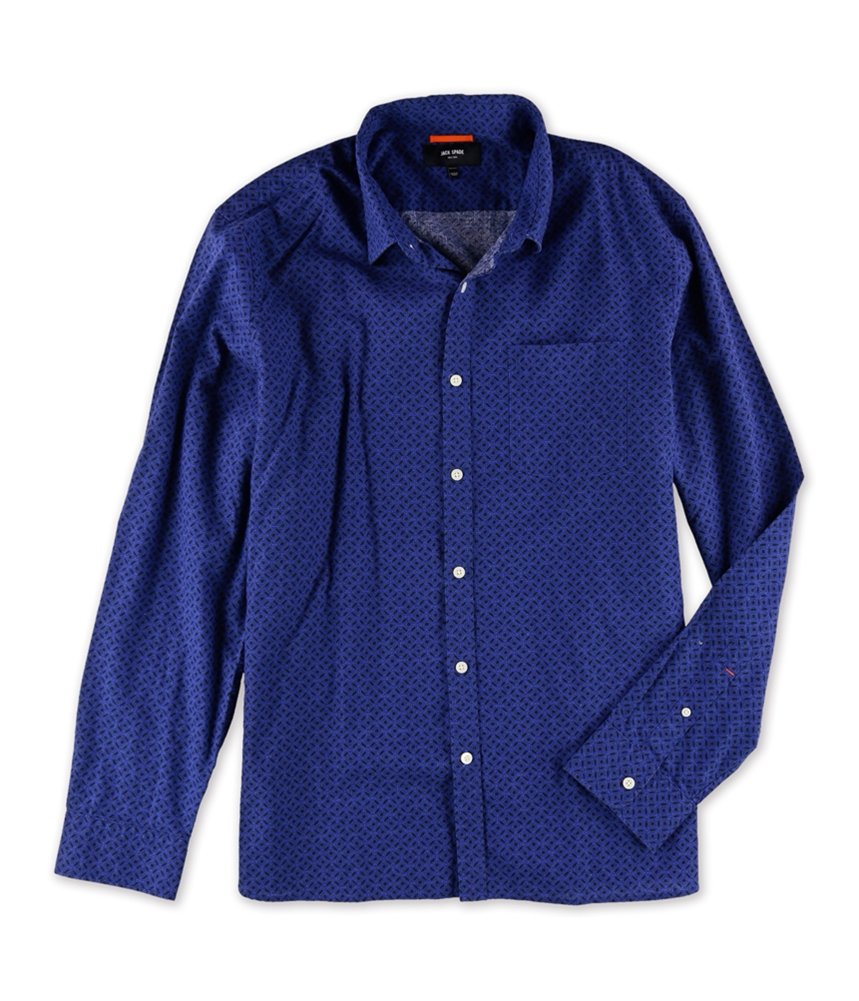 Jack Spade Men's Geometric Print Button-Up Shirt - Slim Fit Casual Dress Shirt, Blue, Small | Perfect for Office Wear, Date Nights & Business Casual Outfits