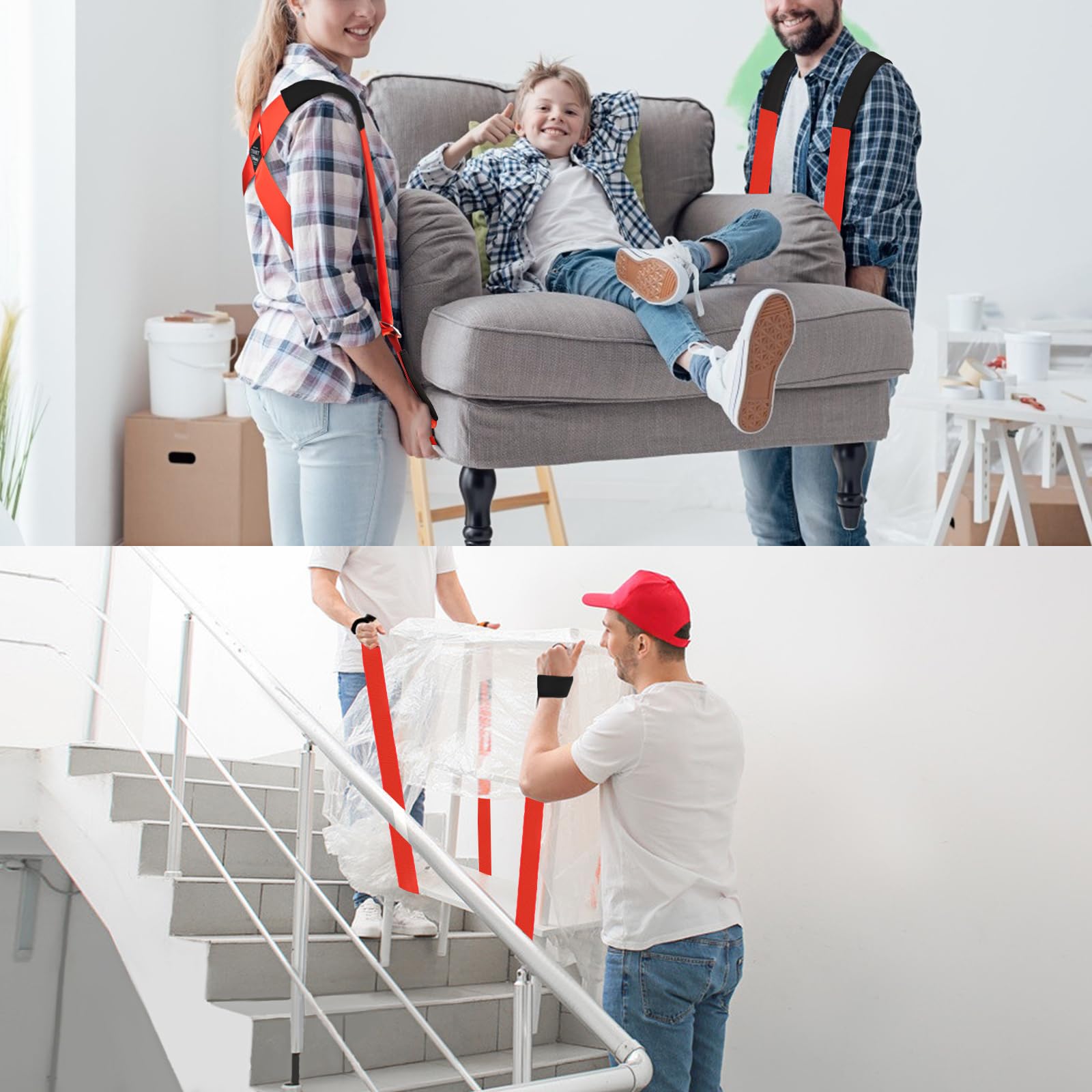 **Ytonet Heavy Duty Moving Straps - 2-Person Shoulder Lifting System for Furniture, Appliances & Mattresses - 800lbs Capacity - Orange Round Sling Straps - Perfect for Home Moves, Warehouse & Delivery**