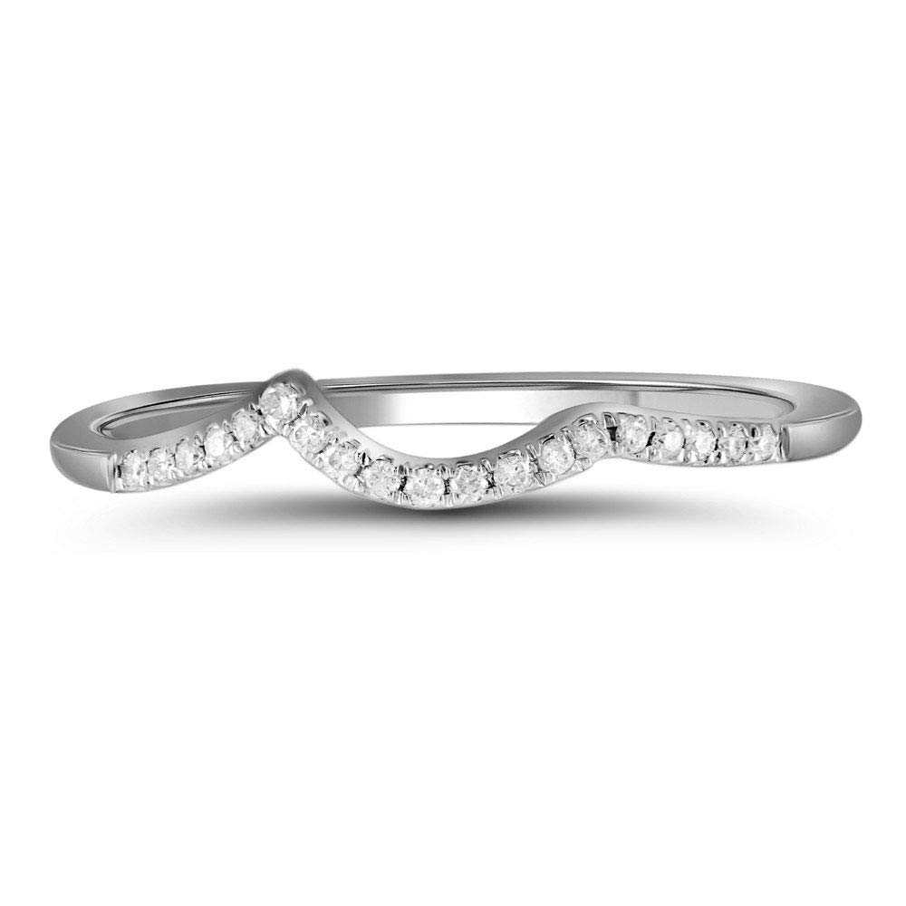 14K White Gold Women's Round Diamond Wedding Contoured Band Ring - 1/20 CTTW | Elegant Bridal Jewelry for Engagement, Anniversary & Special Occasions