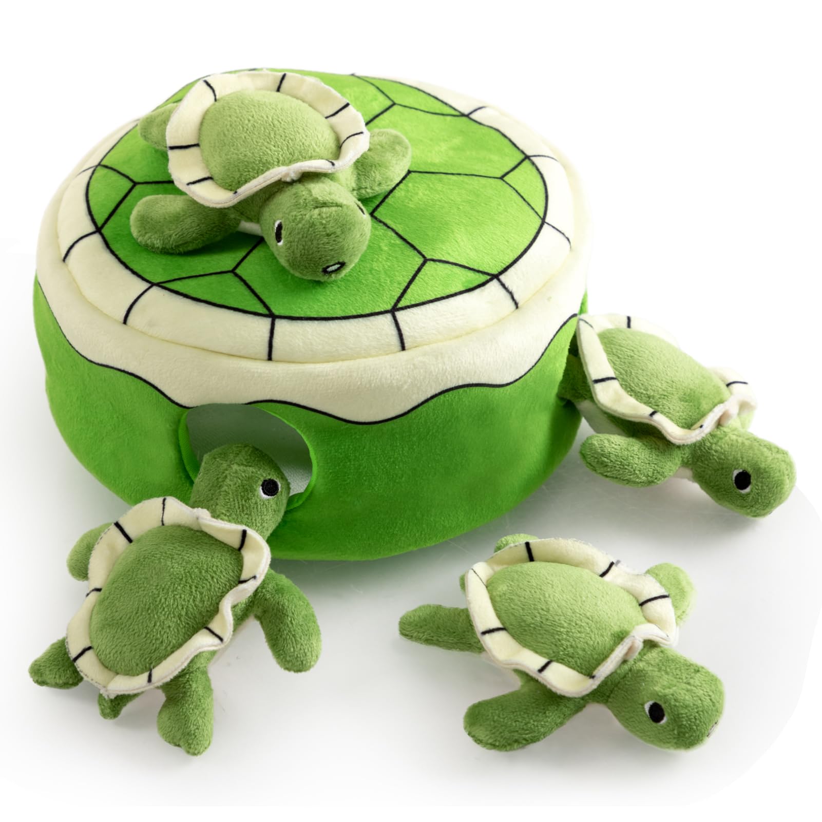 Hollypet Squeaky Dog Toy - Interactive Plush Hide & Seek Chew Toy for Small & Medium Dogs | Puppy Teeth Cleaning Toy | Non-Aggressive Chewers | Turtle Design | Perfect for Indoor Play & Training