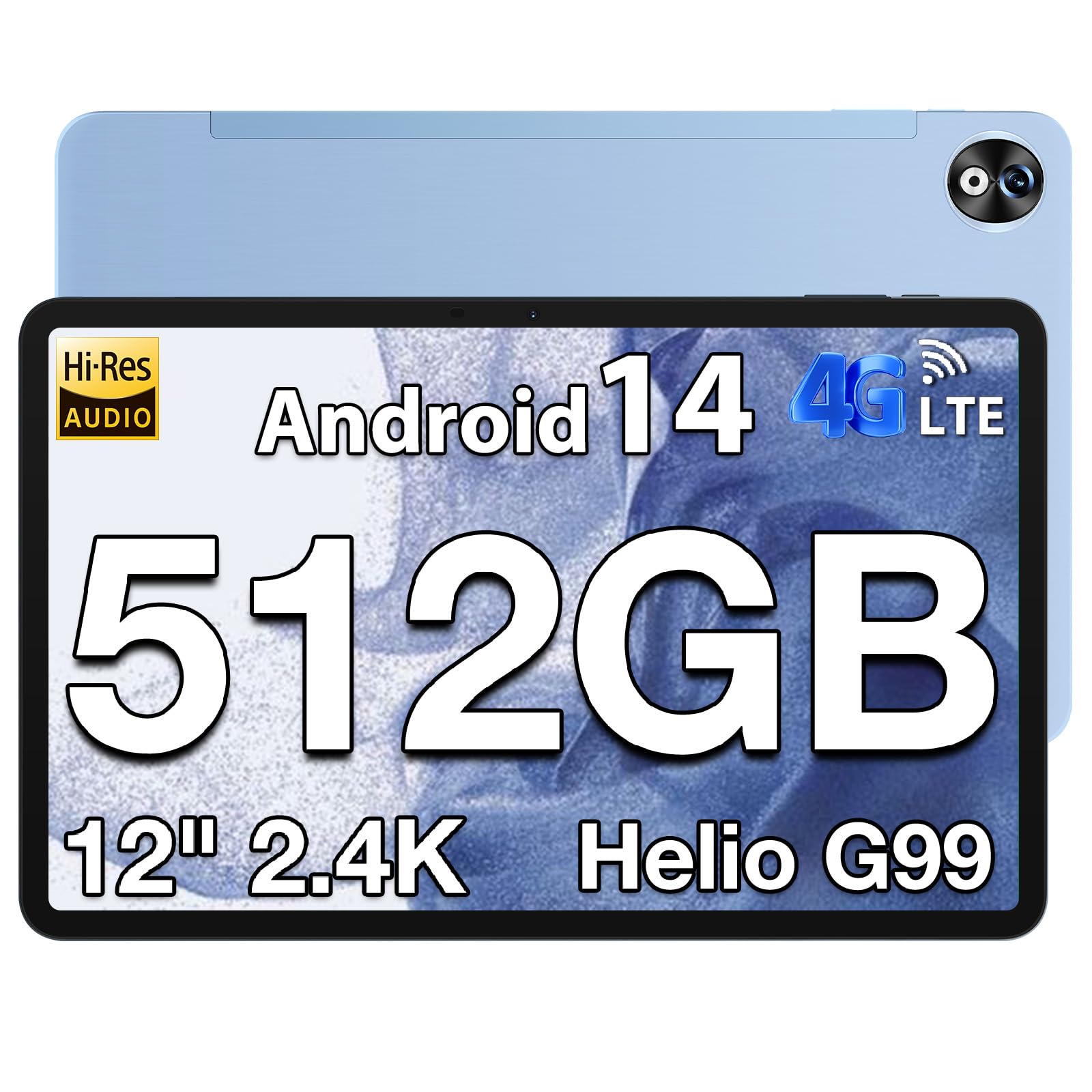 DOOGEE T40 PRO 12 Inch Android 14 Tablet - Helio G99 20GB RAM 512GB ROM (Expandable to 2TB) 2.4K Gaming Tablet with 10800mAh Battery, 16MP+8MP Camera, 4G Dual SIM, 5G WiFi, GPS, Widevine L1 - Perfect for Gaming, Streaming & Work on the Go