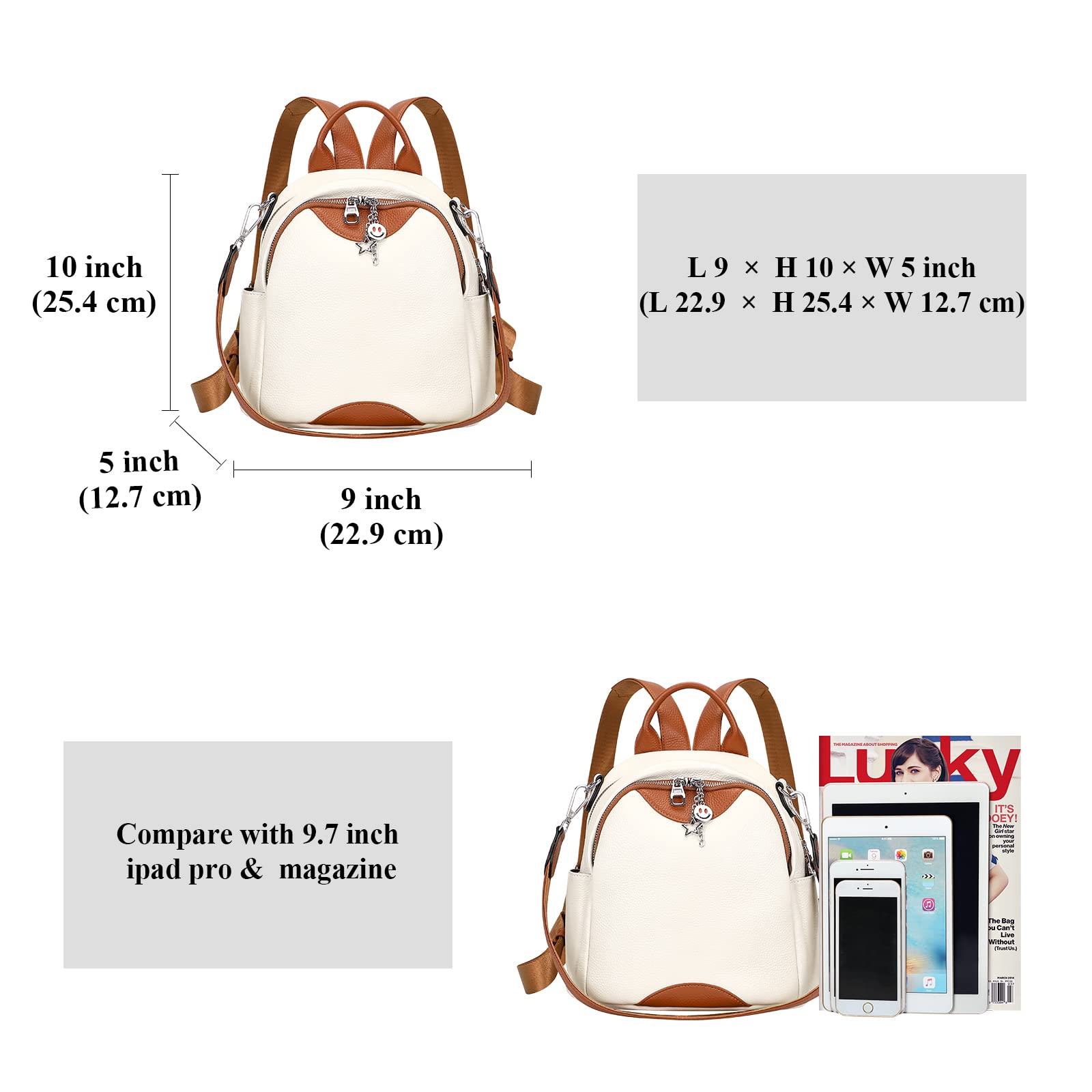 ALTOSY Women's Soft Genuine Leather Backpack - Small Convertible Purse & Shoulder Bag for Work, Travel & Daily Use | Stylish Ladies Handbag for Office, School & Weekend Outings