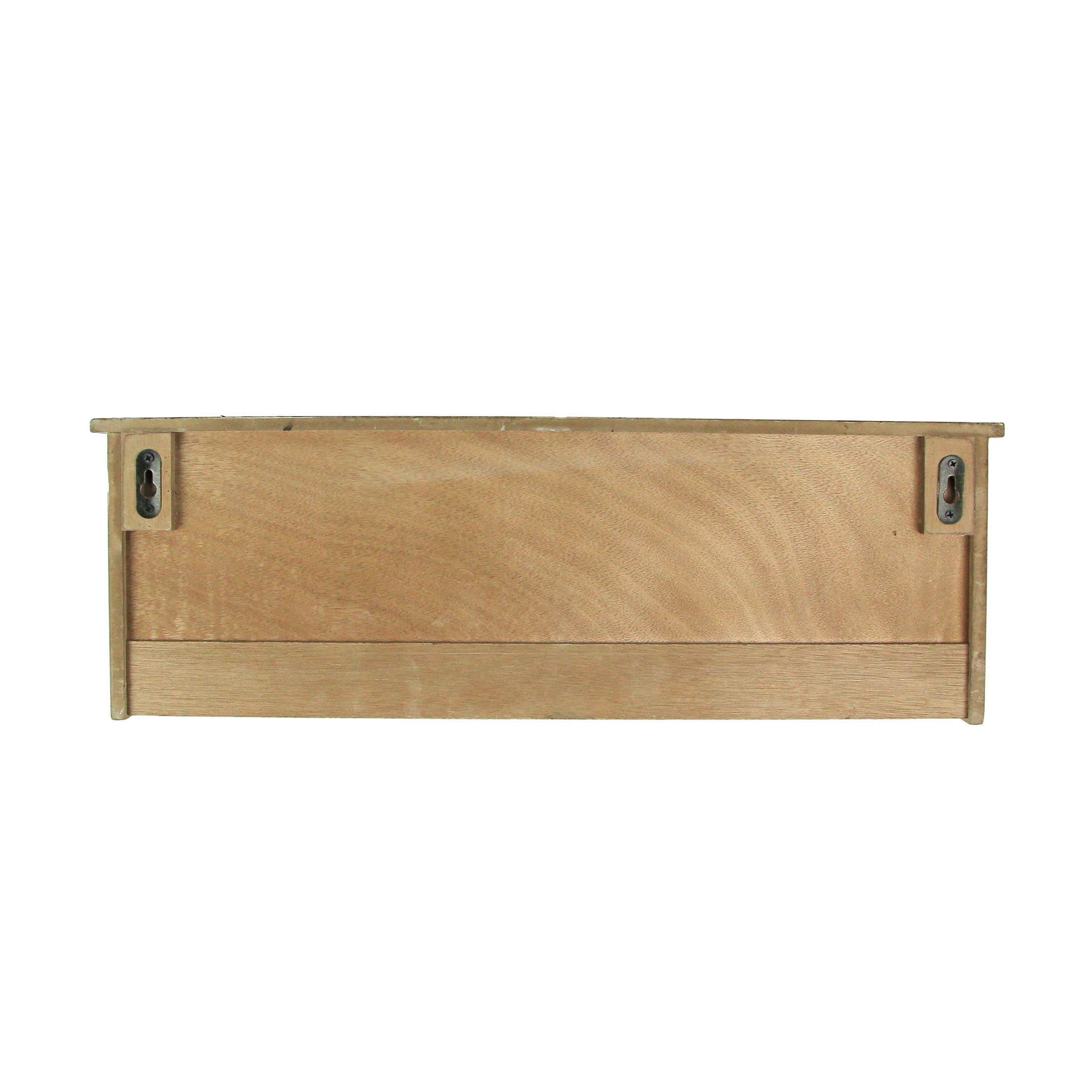 Audrey's Wooden Wall Shelf with Rattan Mesh Cane Webbing & 4 Metal Hooks - Stylish Storage for Bathroom, Kitchen, Bedroom & Entryway Organization
