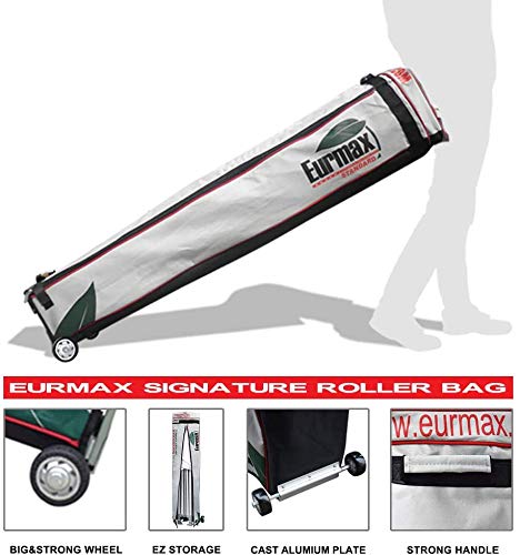 Eurmax USA 5'x5' Pop Up Canopy Tent - Heavy Duty Commercial Instant Shelter with Roller Bag & 4 Sand Weight Bags (Grey) - Perfect for Outdoor Events, Farmers Markets, Beach Parties & Camping