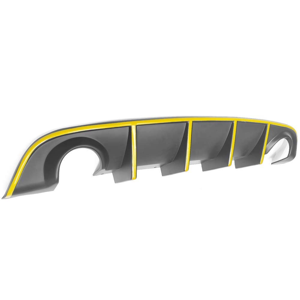 IKON MOTORSPORTS Bumper Lip Spoiler for 2015-2023 Dodge Charger SRT | Factory Style Rear Diffuser with Yellow Reflective Tape | Enhances Aerodynamics & Style for Street Racing & Car Shows