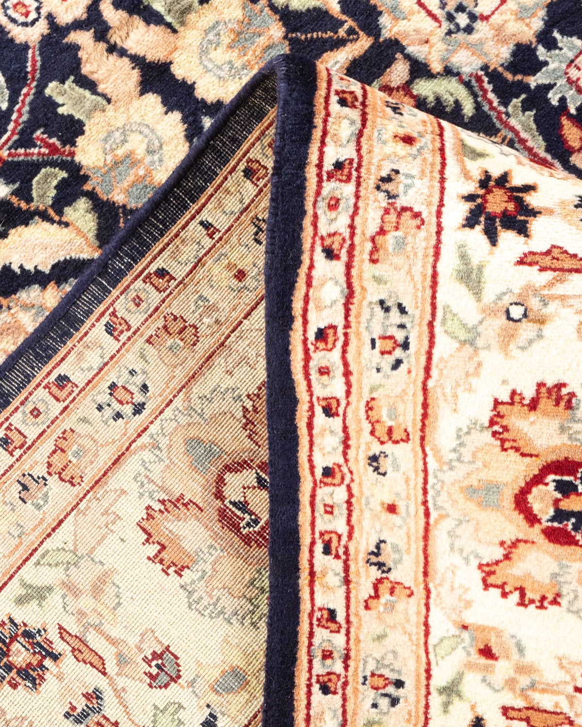 Handmade Blue Oriental Mogul Wool Area Rug 6x9 - Traditional Hand-Knotted One-of-a-Kind Design for Living Room, Bedroom & Home Decor
