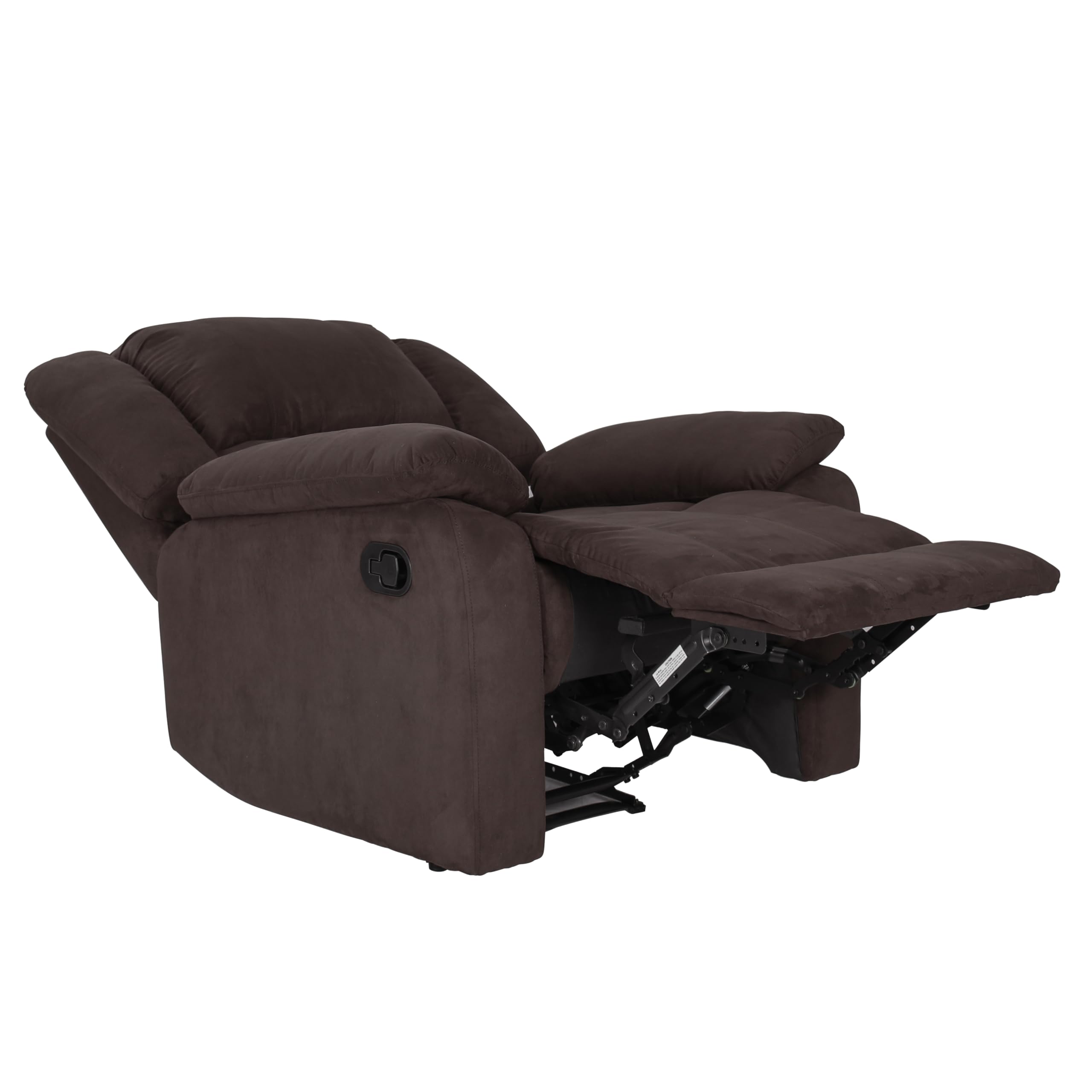 Warren Reclining Armchair - Standard Size in Chocolate Brown | Comfortable Lounge Chair for Living Room, Bedroom & Home Theater Relaxation