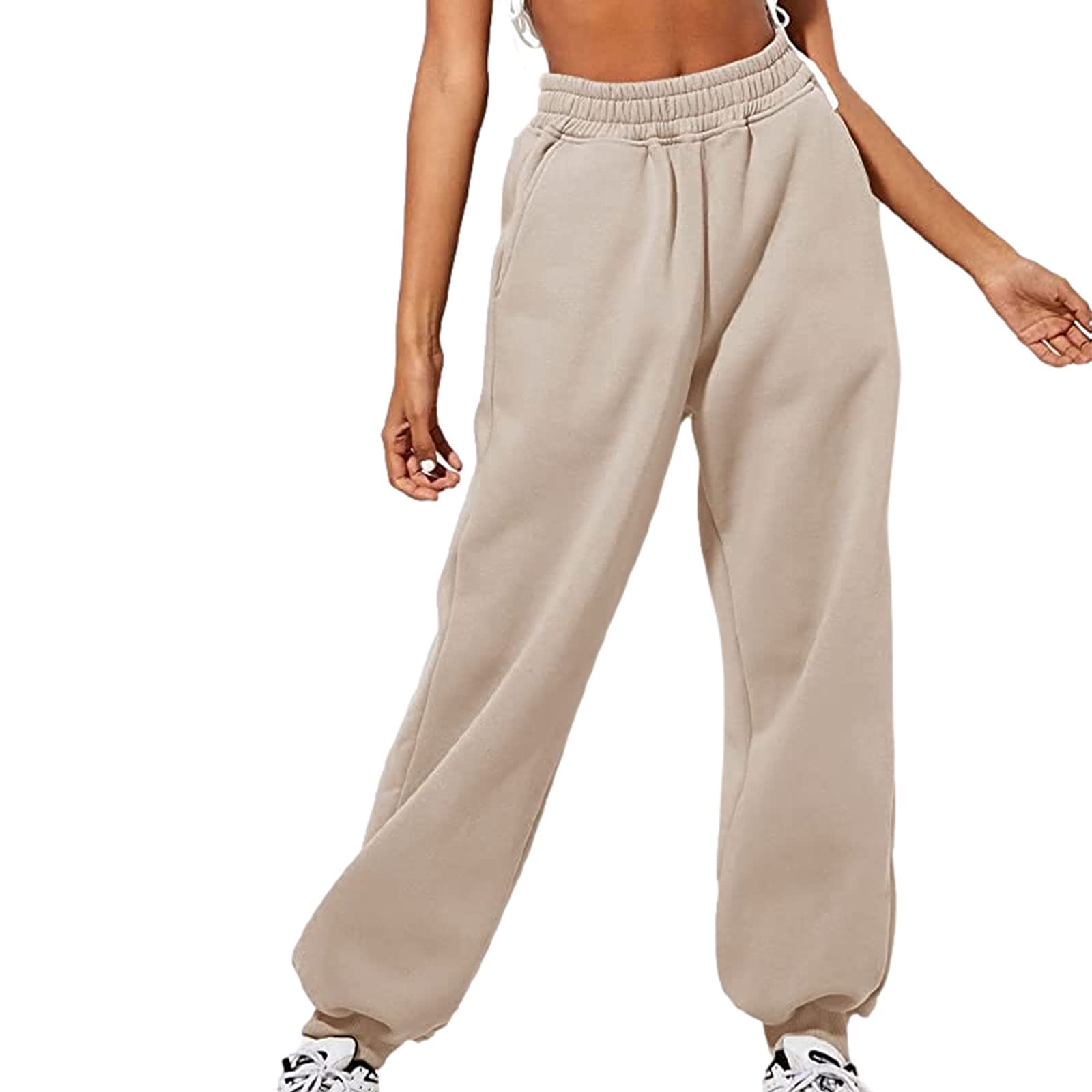 Women's High Waisted Fleece Lined Sweatpants - Soft Jogger Pants with Cinched Bottom for Workout, Yoga & Lounge - Warm Winter Athletic Pants for Running, Gym & Casual Wear