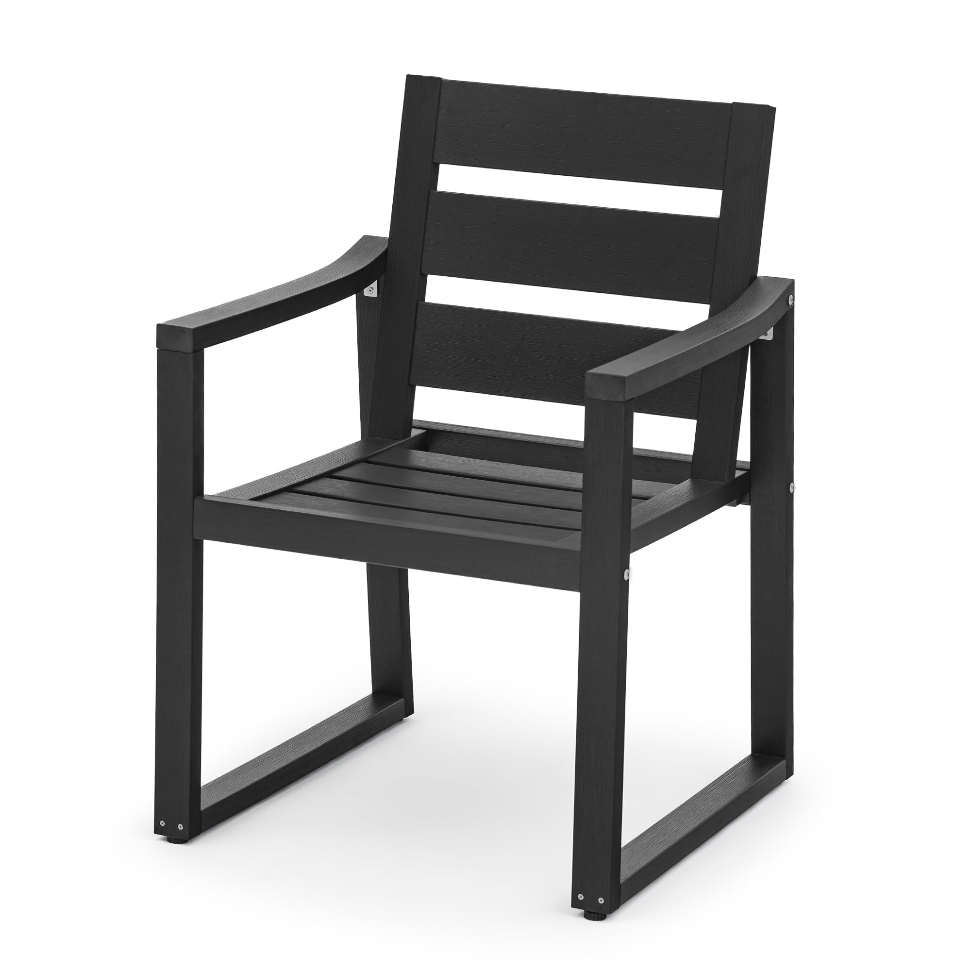 Heavy Duty HDPS Outdoor Dining Chairs 350LBS Capacity - All Weather Patio Chairs with Armrests & Square Frame Legs for Backyard, Garden, Lawn, Indoor/Outdoor Use - Perfect for BBQs, Poolside Relaxing & Outdoor Entertaining (Black)