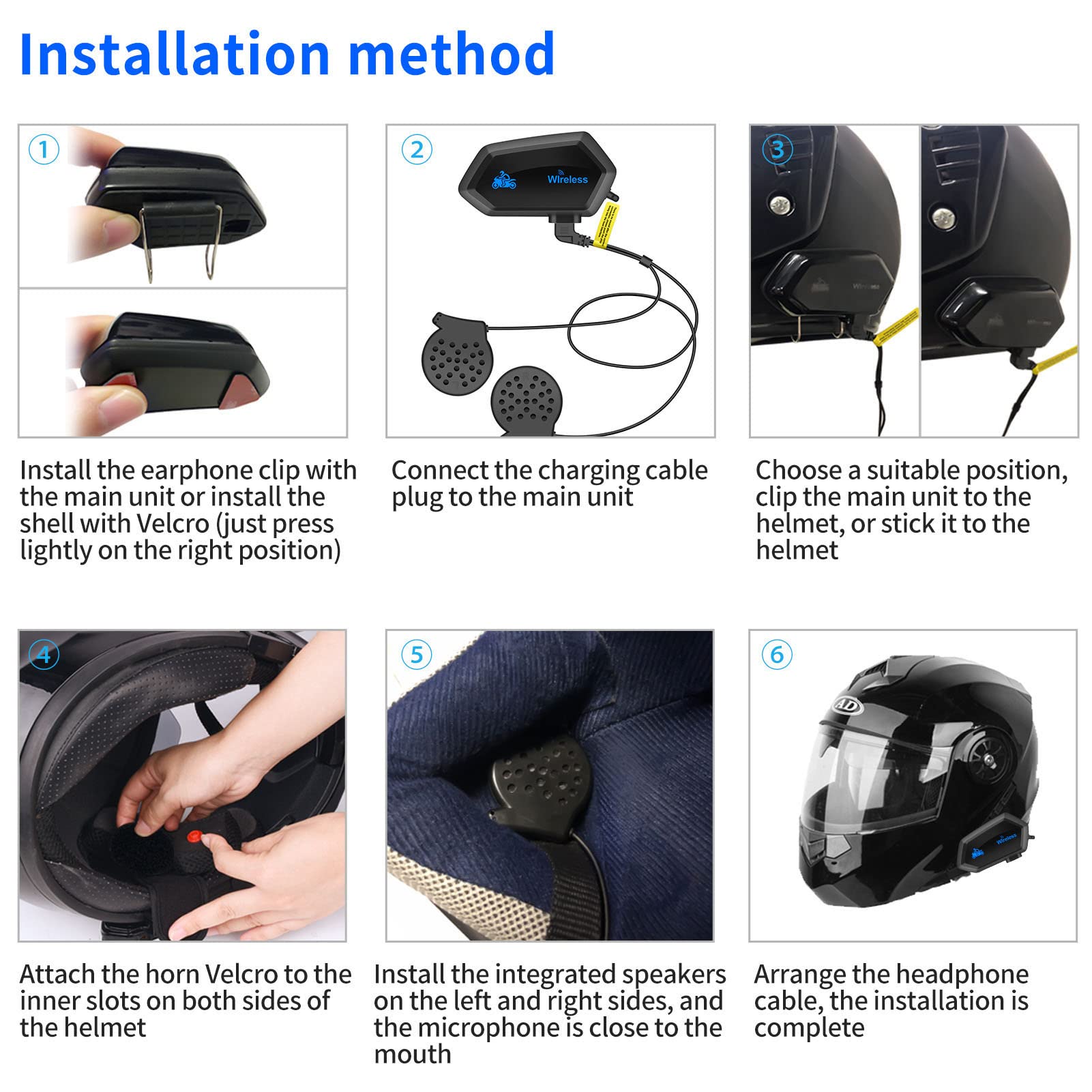 Tangxi Bluetooth Motorcycle Helmet Headset - Wireless Intercom Communication System with Smart Noise Cancellation & Long Battery Life - Perfect for Group Riding, GPS Navigation & Hands-Free Calls