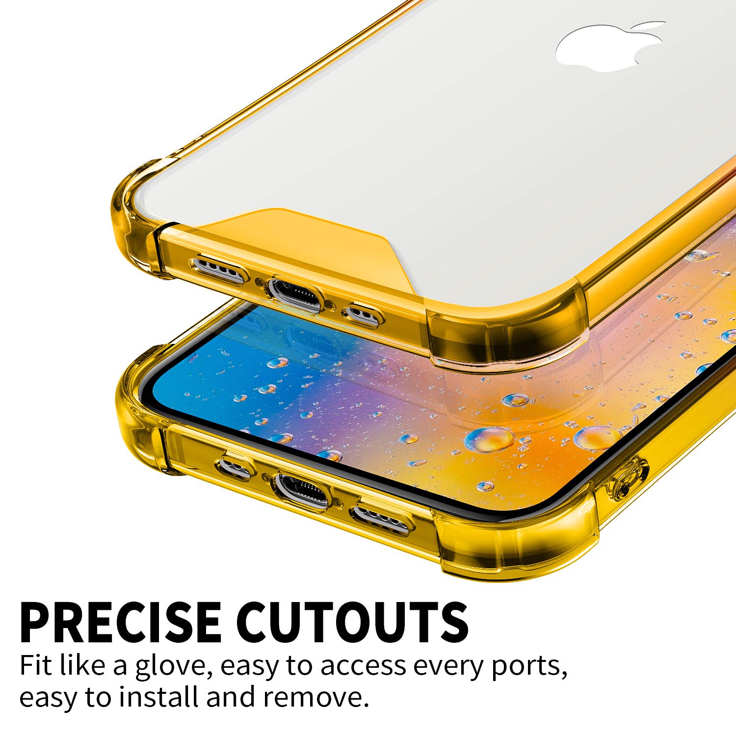 SALAWAT iPhone 12 Pro Case 6.1 Inch - Clear Gradient Slim Protective Cover with Reinforced TPU Bumper & Hard PC Back | Shockproof | Pink Gold | Perfect for Everyday Use, Work & Travel