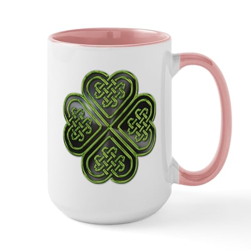 White/Pink Inside - Celtic Knot Shamrock Large Mug