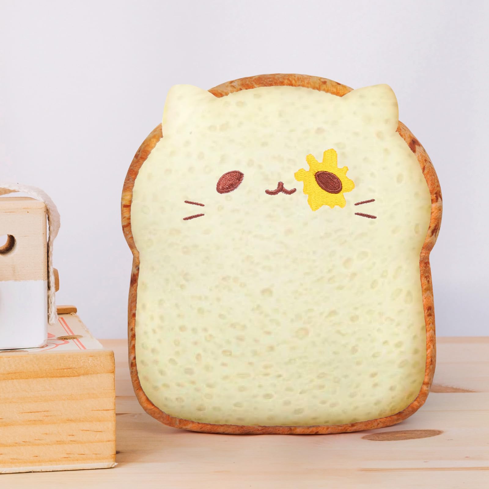 **Mewaii Sliced Bread Toast Pillow - Soft Plush Stuffed Toy for Kids & Adults (16cm) - Cute Bread Shaped Gift for Home Decor, Bedroom, Office & Photo Props**