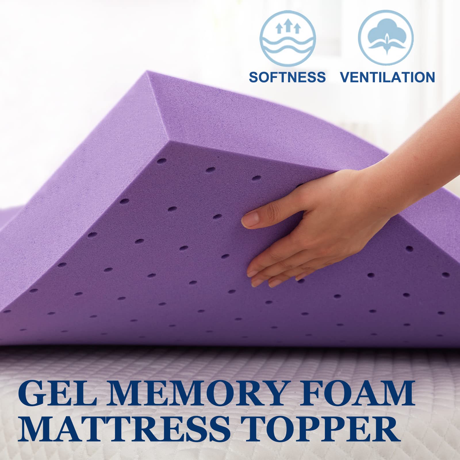 SINWEEK 3 Inch Gel Memory Foam Mattress Topper - Ventilated & Breathable for Pressure Relief - CertiPUR-US Certified California King Size - Perfect for Back Pain Relief & Hot Sleepers