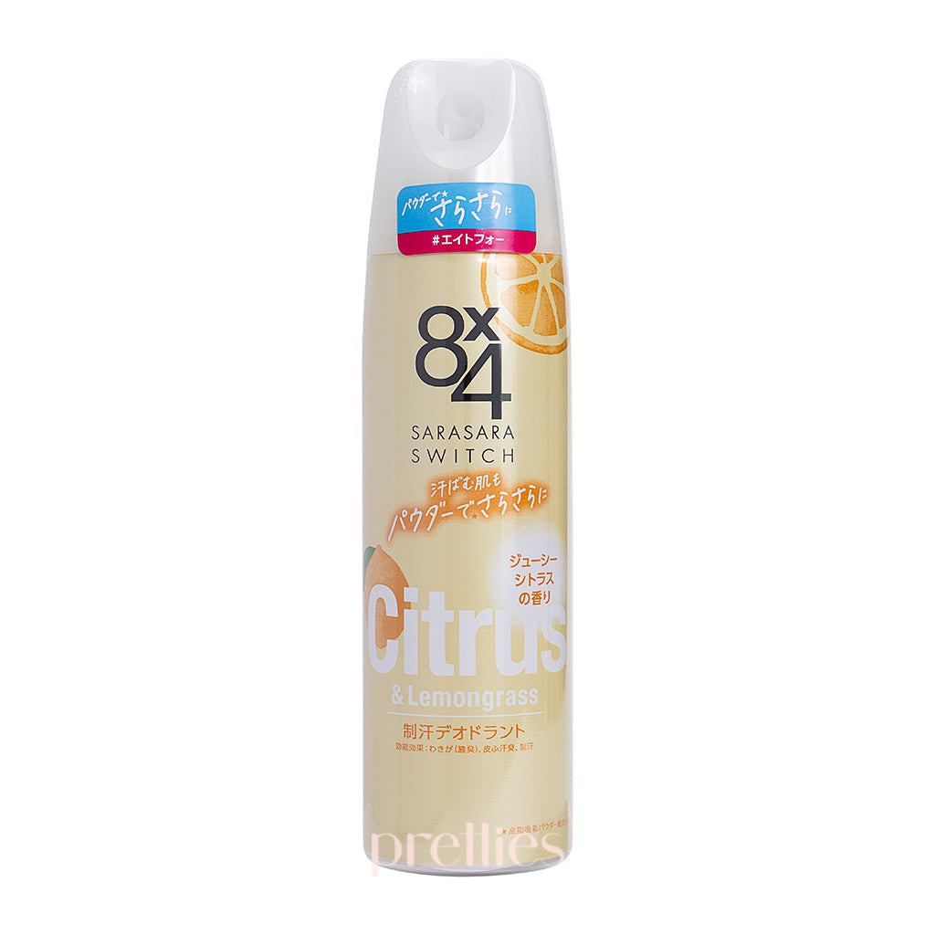 KAO 8x4 Sarasara Switch Deodorant Spray - Citrus Lemongrass & Orange Scent, 150g | Long-Lasting Odor Protection for Men & Women | Perfect for Gym, Work & Outdoor Activities