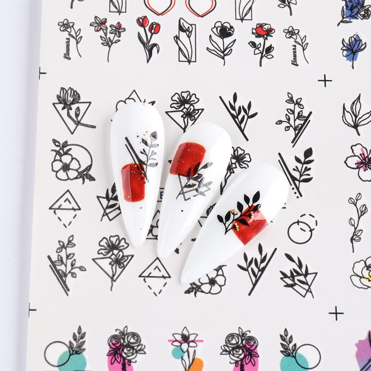 Floral Butterfly Nail Stickers - 24 Sheets Water Transfer Decals for Summer Nail Art | Leaf, Geometric & Line Designs | DIY Manicure & Pedicure Supplies | Perfect for Parties, Weddings & Salon Use