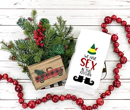 Funny 'We Have Sex In This Kitchen' Holiday Kitchen Towel - Humorous Gift Idea for Couples, Housewarming & Newlyweds - Perfect for Christmas, Weddings & Romantic Home Decor