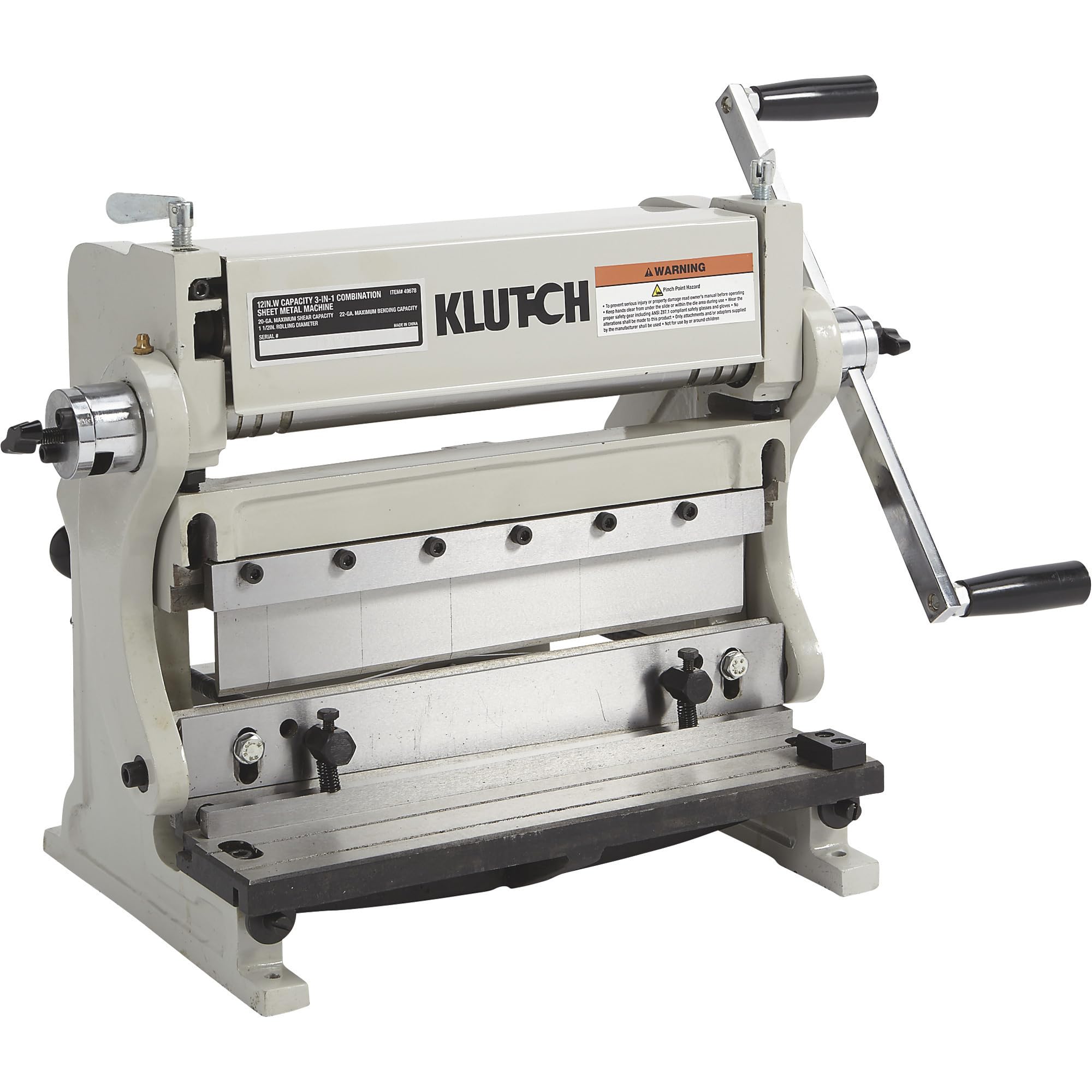 Klutch 3-in-1 Sheet Metal Machine - 12 Inch Shear, Brake & Roll Combo for Metal Fabrication | Perfect for HVAC, Automotive & DIY Metal Projects