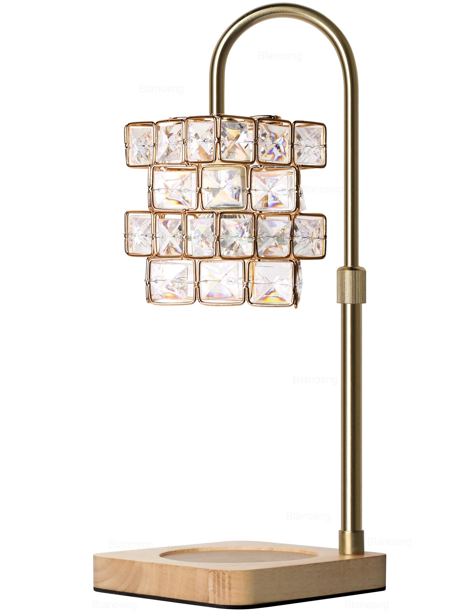 Adjustable Height Electric Candle Warmer Lamp with Dimmer & Timer - Diamond Texture Lampshade Wax Melter for Jar Candles (Includes 2 Bulbs) - Perfect for Home Decor, Bedroom Ambiance & Aromatherapy