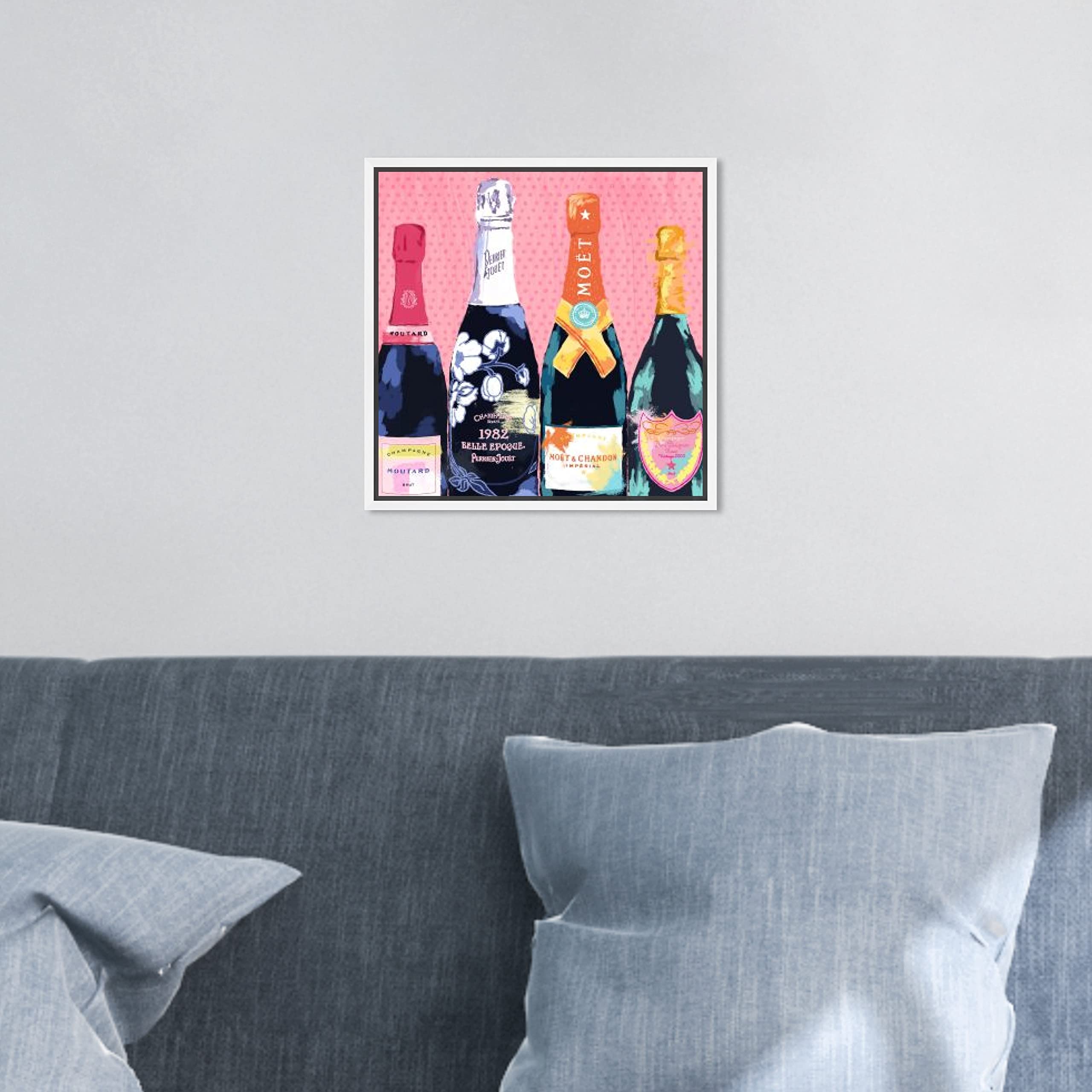 Oliver Gal 'Pass the Bottle' Pink Abstract Framed Wall Art - 12