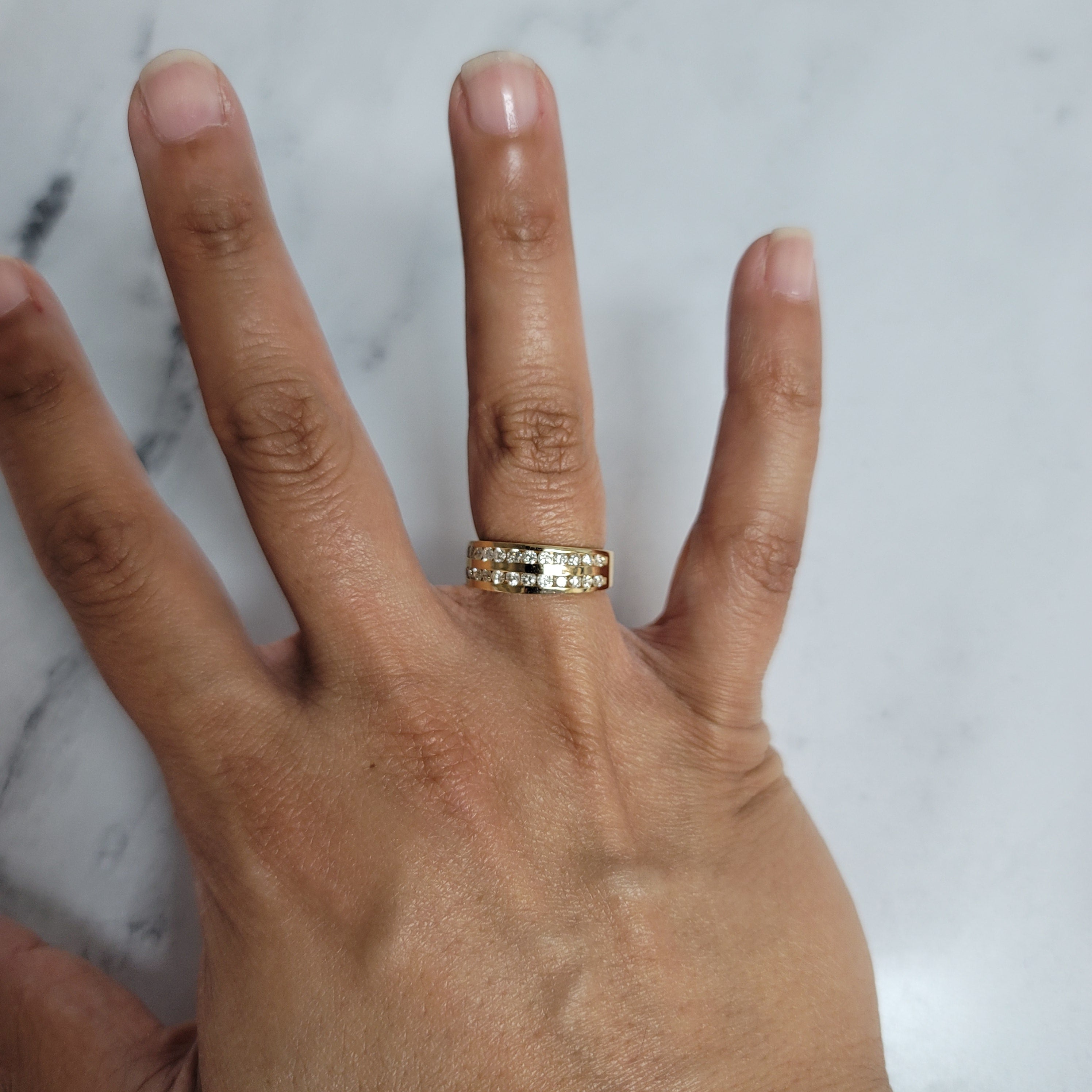2 Row Diamond Wedding Band for Women - 14K White Gold Eternity Ring - Perfect for Bridal, Anniversary & Special Occasion Gifts