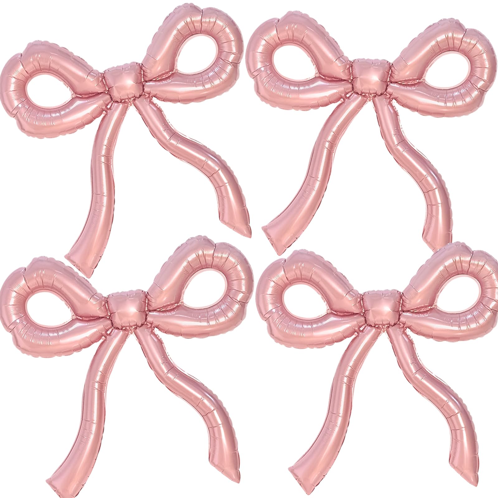 Pink Bow Balloons Set of 4 - Elegant Birthday Decorations, Baby Shower & Bridal Shower Party Supplies - Perfect for Themed Parties, Gender Reveals and Wedding Decorations
