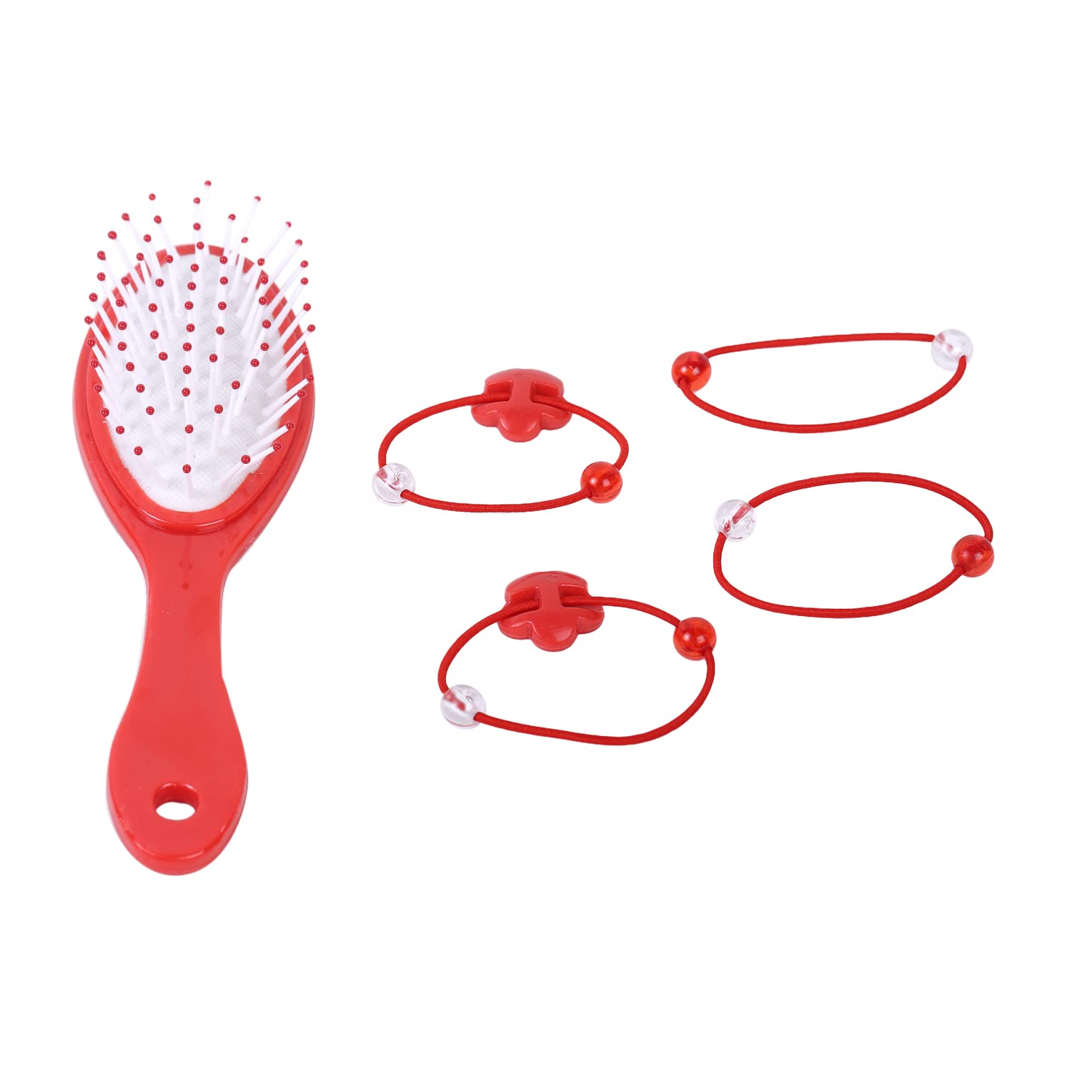 Minnie Mouse Hair Brush Set for Girls - 1 Brush & 4 Hair Elastics | Perfect for Toddlers 3+ | Disney Princess Hair Accessories for School, Parties & Daily Styling