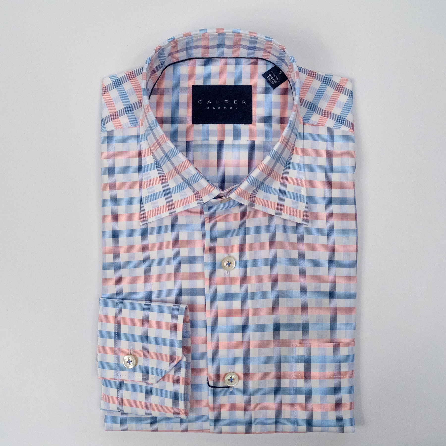 Calder White/Blue/Pink Plaid Long Sleeve Shirt for Men - Casual Button Down Flannel Shirt for Fall & Winter Outfits, Office Wear, and Outdoor Activities