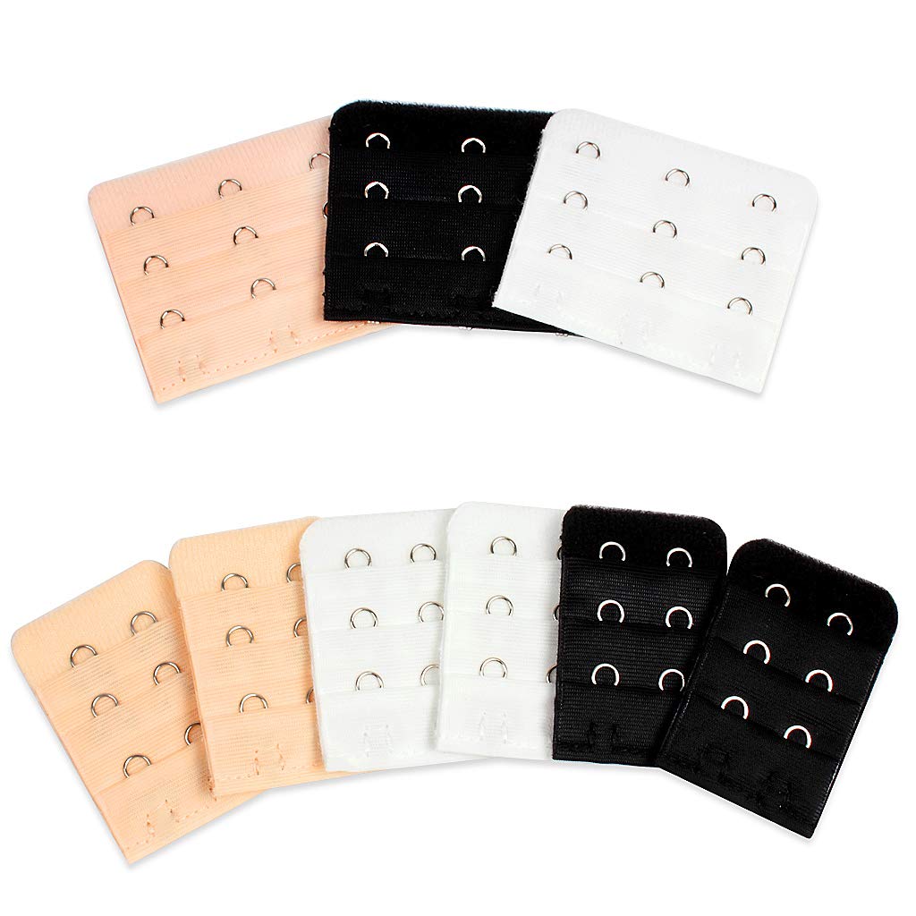 9Pcs Bra Extender Set - 3 Hooks & 2 Hooks Soft Comfortable Women's Bra Extensions in Black, White & Beige | Perfect for Maternity, Weight Fluctuations & Everyday Comfort