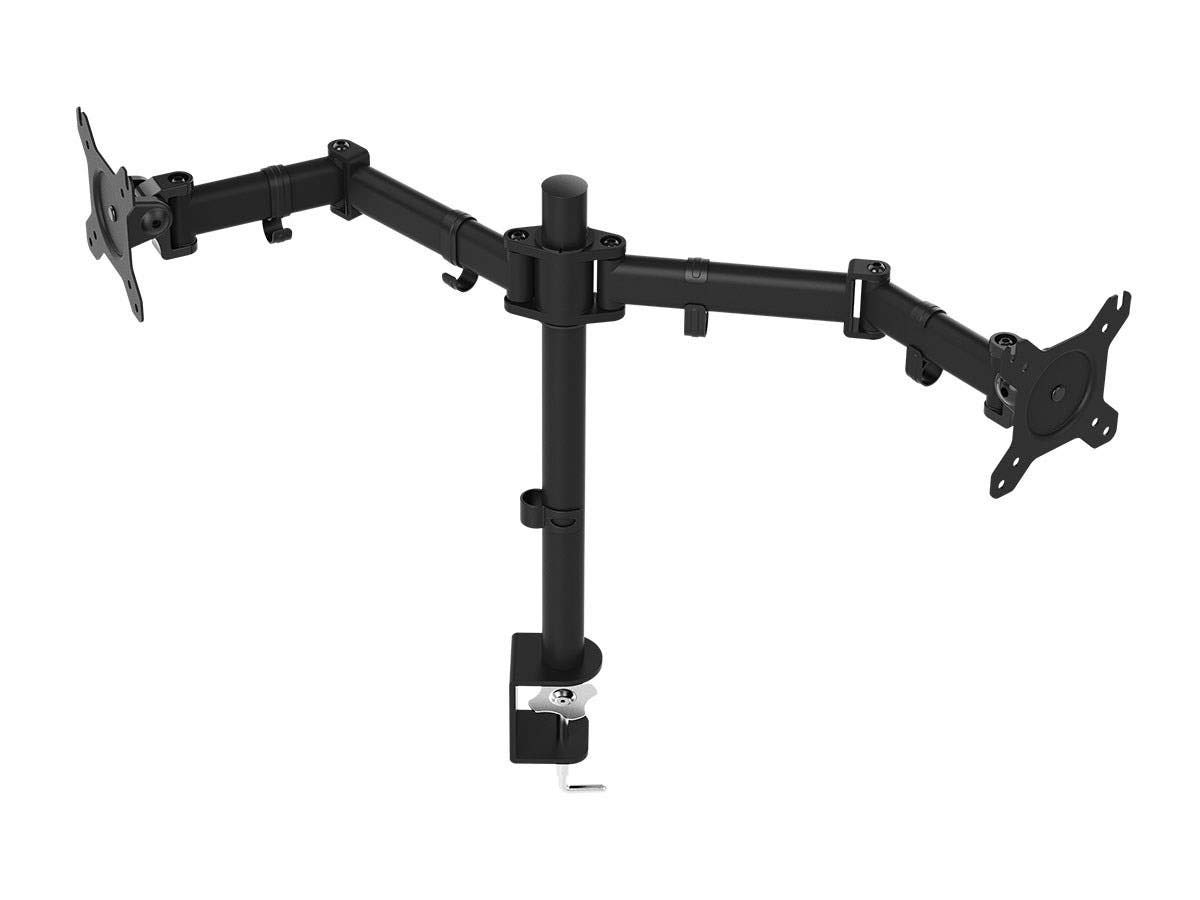 Monoprice 116246 Dual Monitor Arm Mount - Adjustable Articulating Stand for 13-32 Inch Screens, Black | Ergonomic Home Office & Gaming Setup
