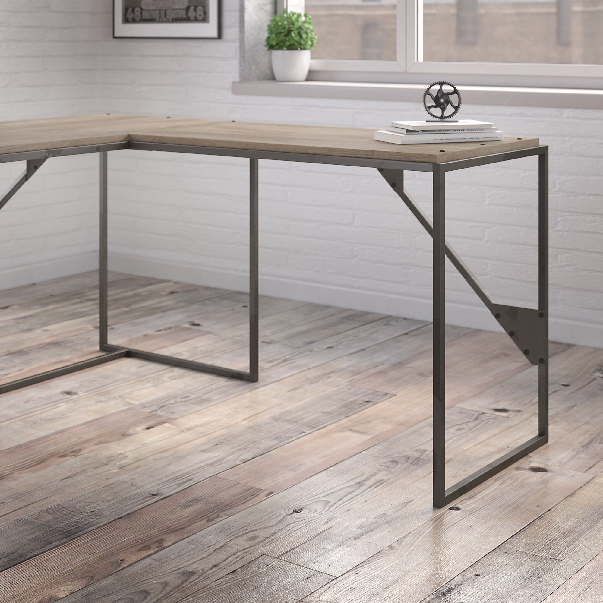 Bush Furniture 37W Return 37-Inch Wide Industrial Style Computer Desk for Home Office | Modern Workstation with Metal Frame for Small Spaces