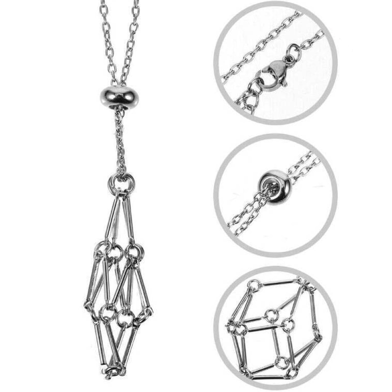 Handmade Adjustable Crystal Stone Holder Necklace for Women - Interchangeable Cage Pendant with Natural Gemstones | Perfect for Everyday Wear, Gifts & Spiritual Healing