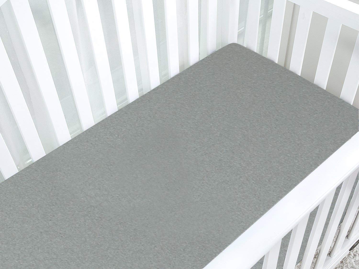 BlueSnail Waterproof Crib Fitted Sheets & Mattress Protector - 2 Pack Heather Gray - 28