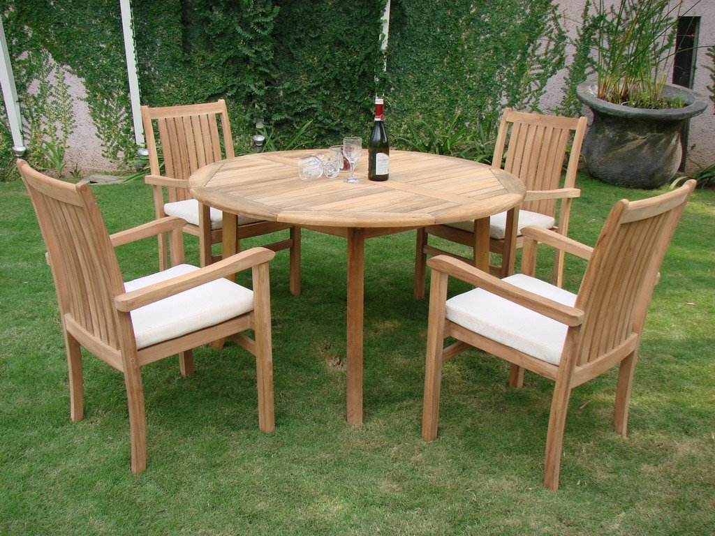 Premium Grade-A Teak Wood 4-Piece Outdoor Dining Set - 48