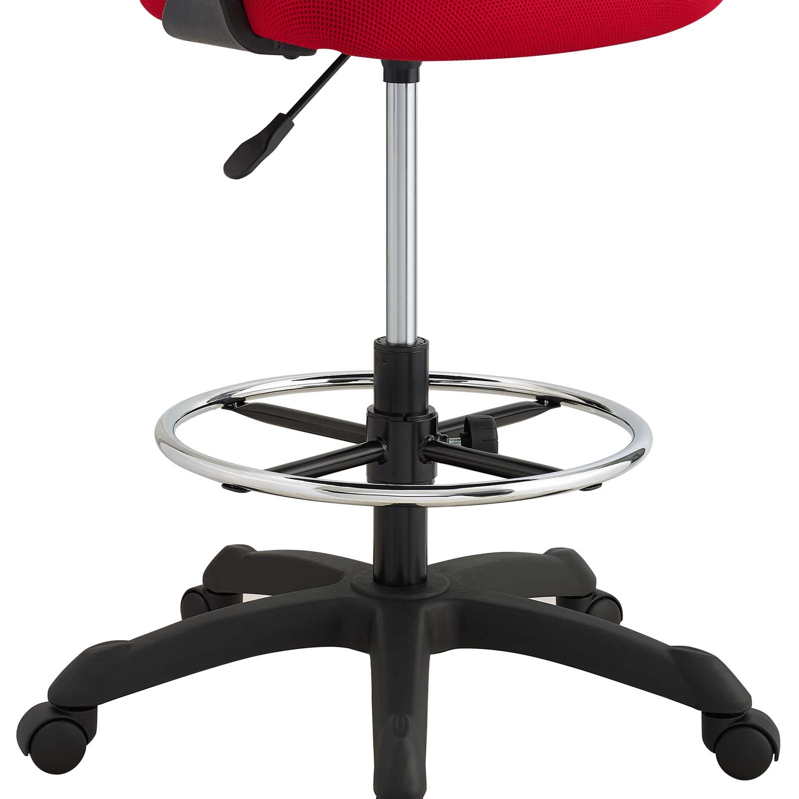 Modway Thrive Adjustable Drafting Chair - Ergonomic Tall Office Chair for Standing Desks, Red - Perfect for Architects, Artists & Home Office Workspaces