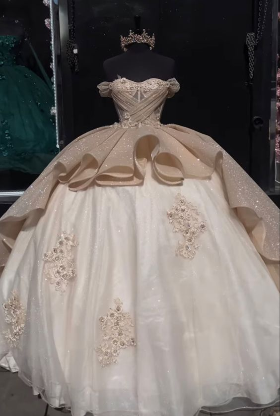 Elegant Quinceanera Dresses with Applique Detailing - Ball Gown Sweet 16 Dresses Style J4585 | Perfect for Quinceañera Celebrations, Debutante Balls & Special Occasions