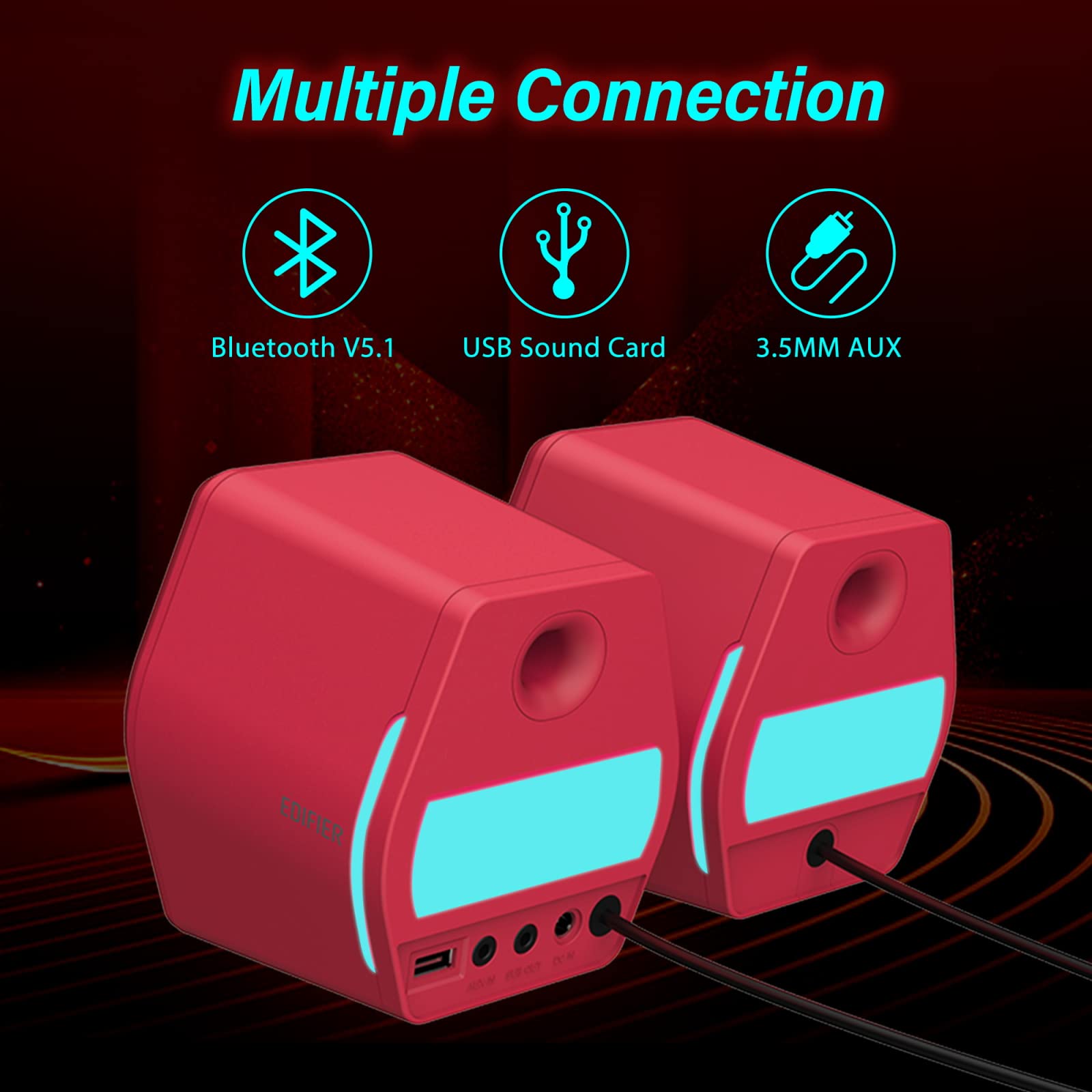 Edifier G2000 32W Bluetooth Computer Speakers with RGB Lights - USB/3.5mm AUX Input for Gaming PC, Desktop, Laptop & Mac | Woofer & Multimedia Sound for Home Office, Streaming & Music