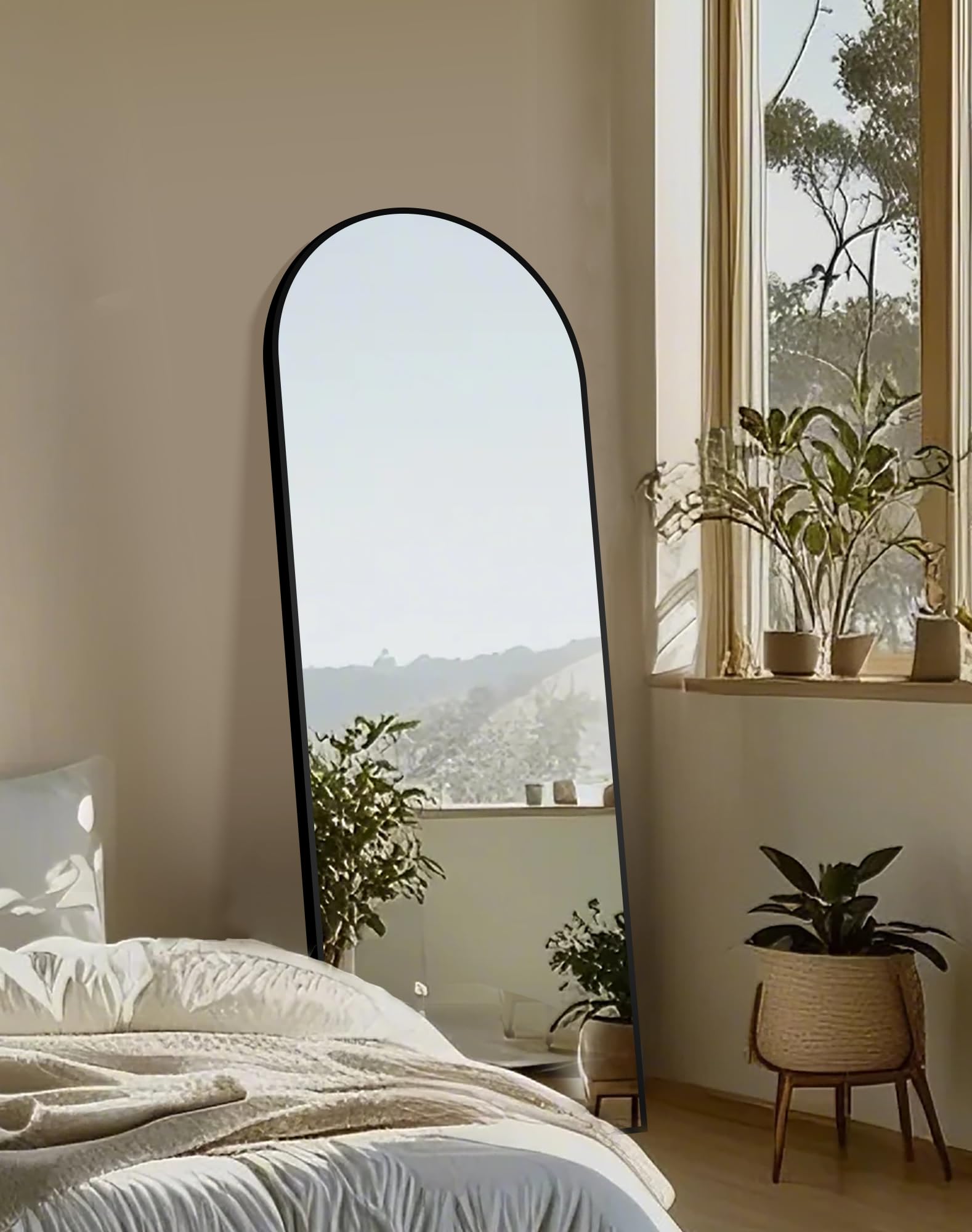 Delma Arched Full Length Mirror - Large Standing Floor Mirror with Sturdy Stand for Wall, Entryway, Bedroom, Bathroom & Living Room | Perfect for Home Decor, Dressing Area & Selfie Background