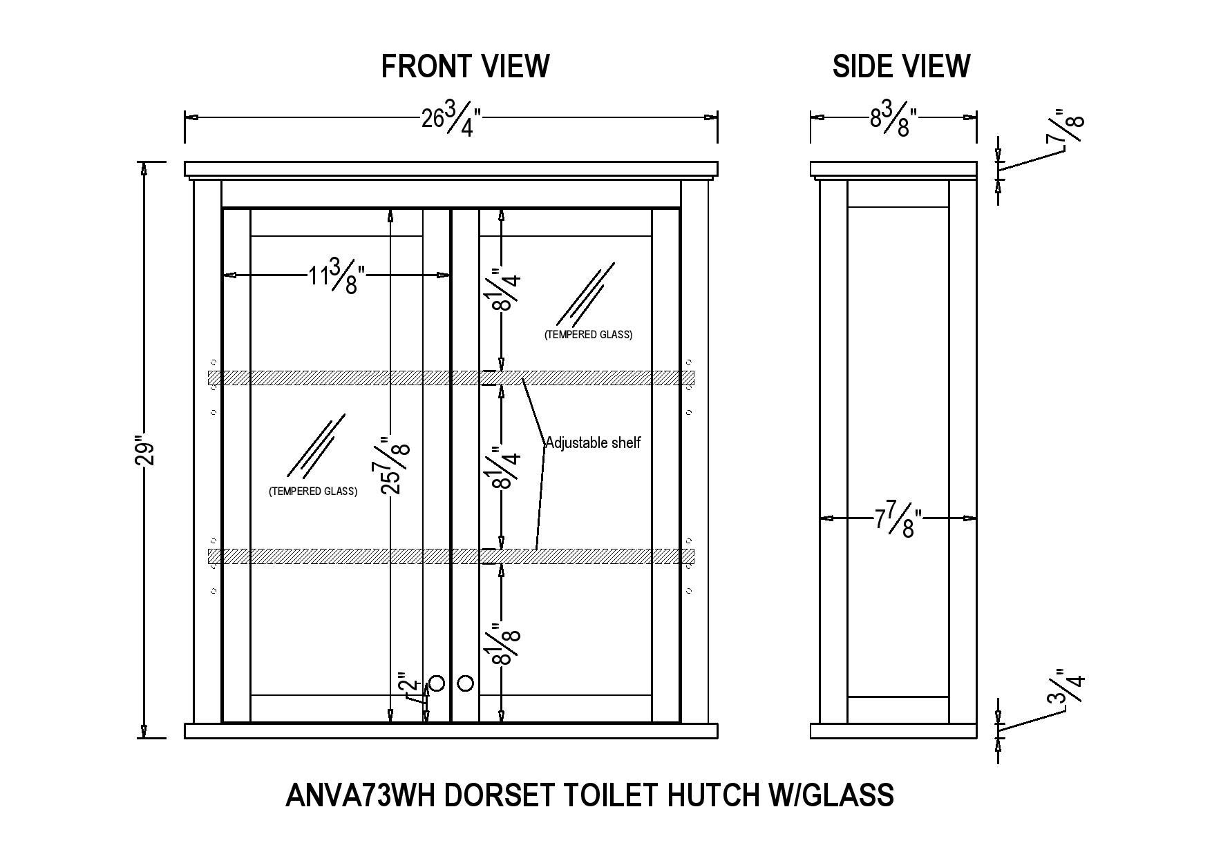 Alaterre Dorset Wall Mounted Bathroom Storage Cabinet with Glass Doors - White - 27