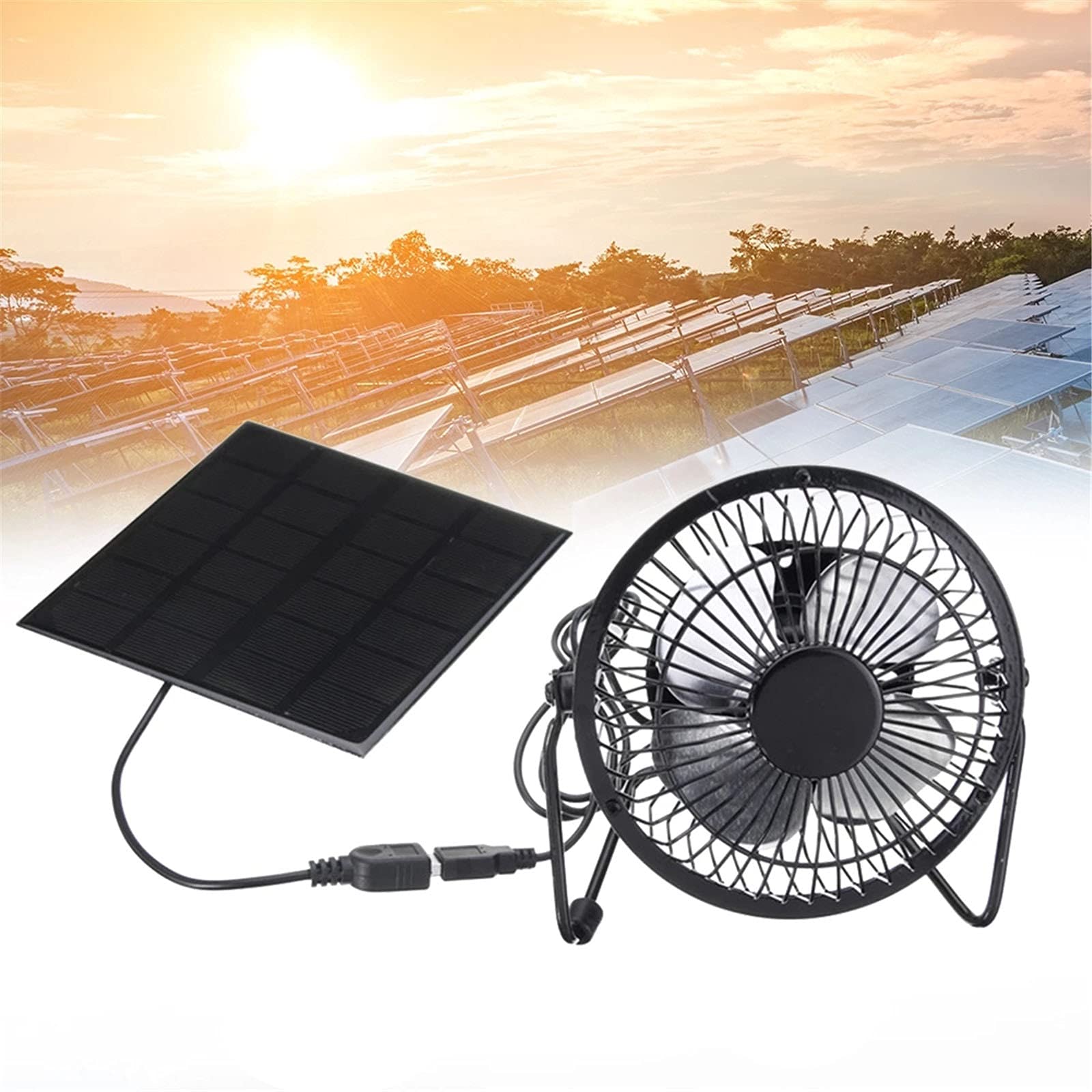 WFEI Solar Powered Exhaust Fan - Waterproof USB Solar Ventilation Fan for RV, Camping, Pet House & Outdoor Use - Portable Black Solar Panel Fan for Home, Car & Travel Adventures