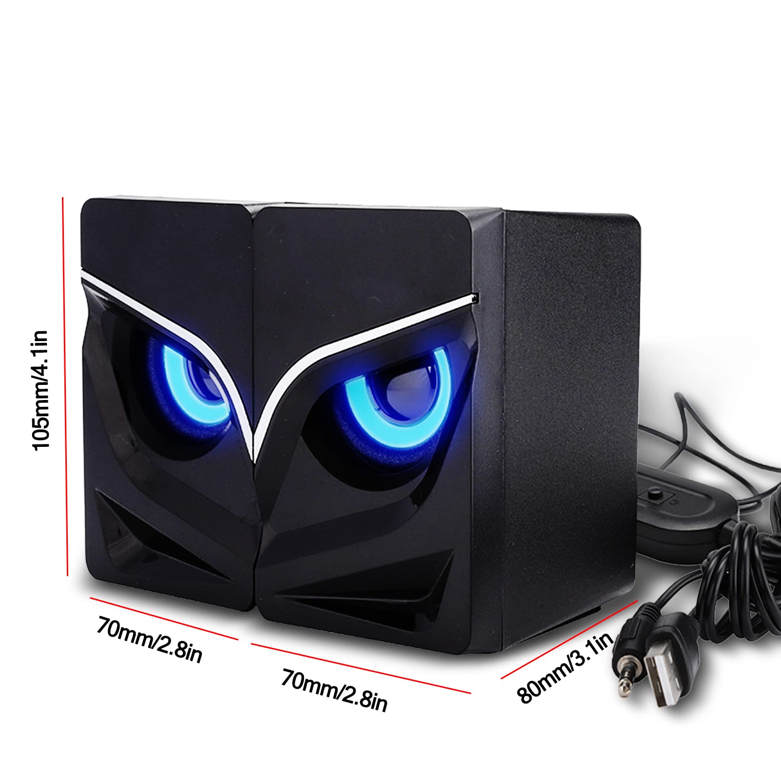 Ciglow Mini Computer Speakers with USB Power & 3.5MM Stereo Audio Cable, Low Frequency Wired Desktop Speakers for PC, Laptop, MP3 Player, Smartphone - Perfect for Home Office, Gaming, and Music Listening (Black)