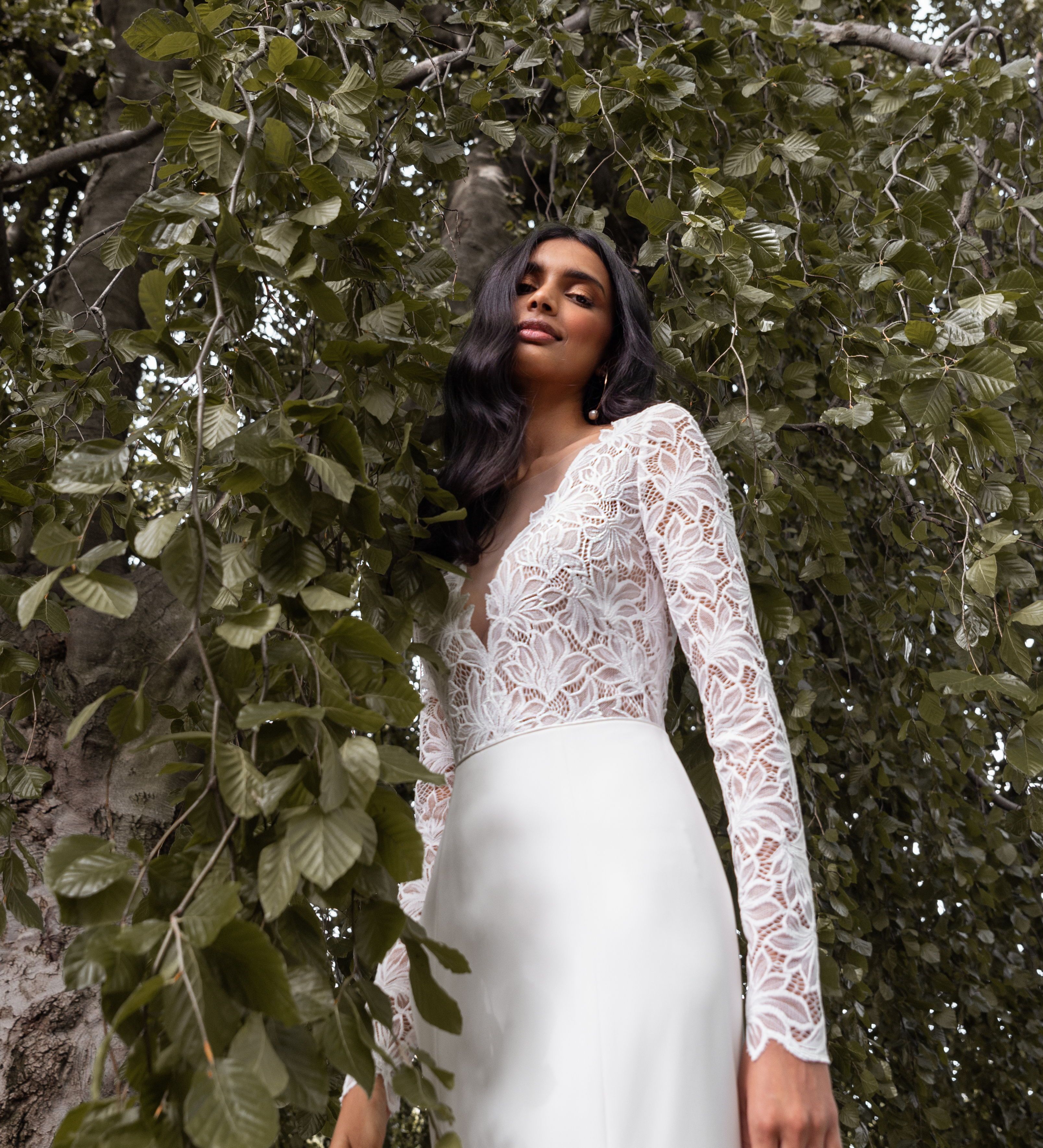 BHLDN Jenny Yoo Veda Gown - Elegant Wedding Dress for Bride, A-Line Lace Gown with Long Sleeves | Perfect for Church Ceremony, Garden Wedding & Formal Events
