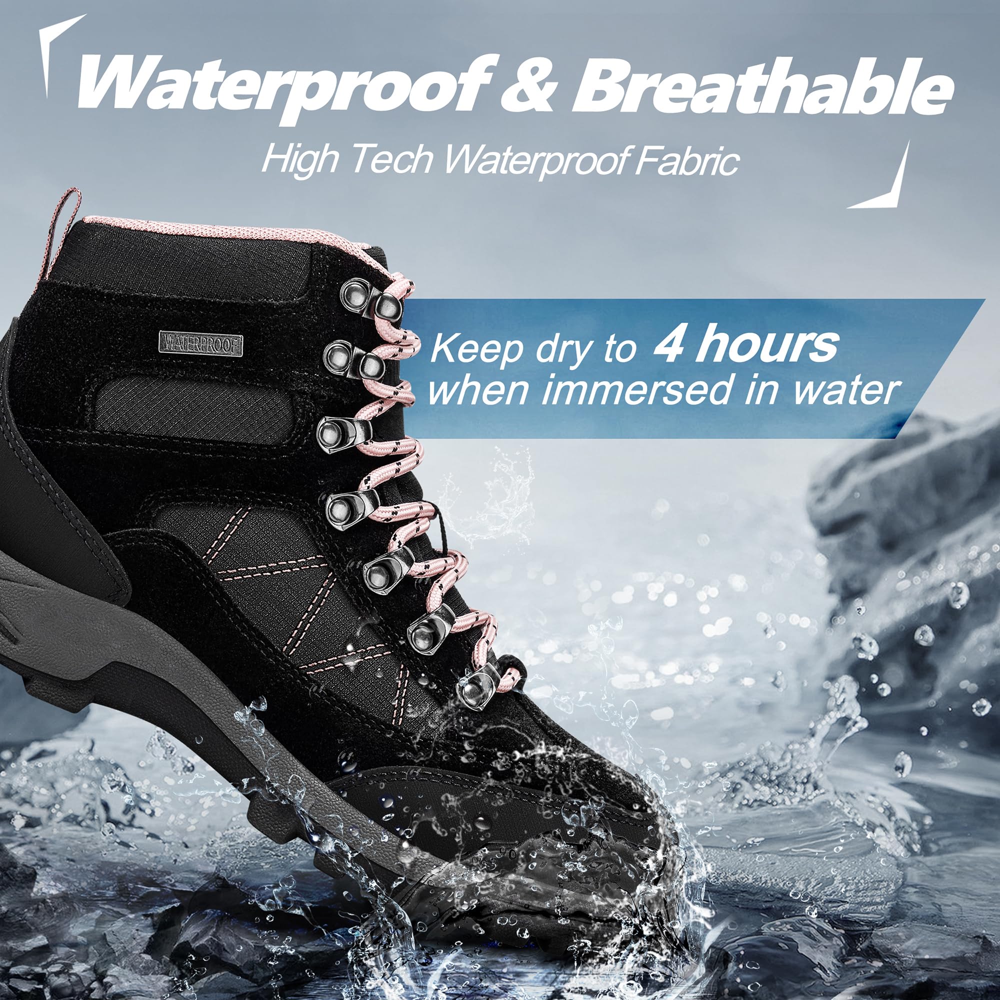 **Waterproof Women's Hiking Boots - Lightweight & Durable for Outdoor Trekking, Camping & Trail Adventures**    *(Perfect for Hiking, Backpacking, Mountain Climbing & Outdoor Exploration)*