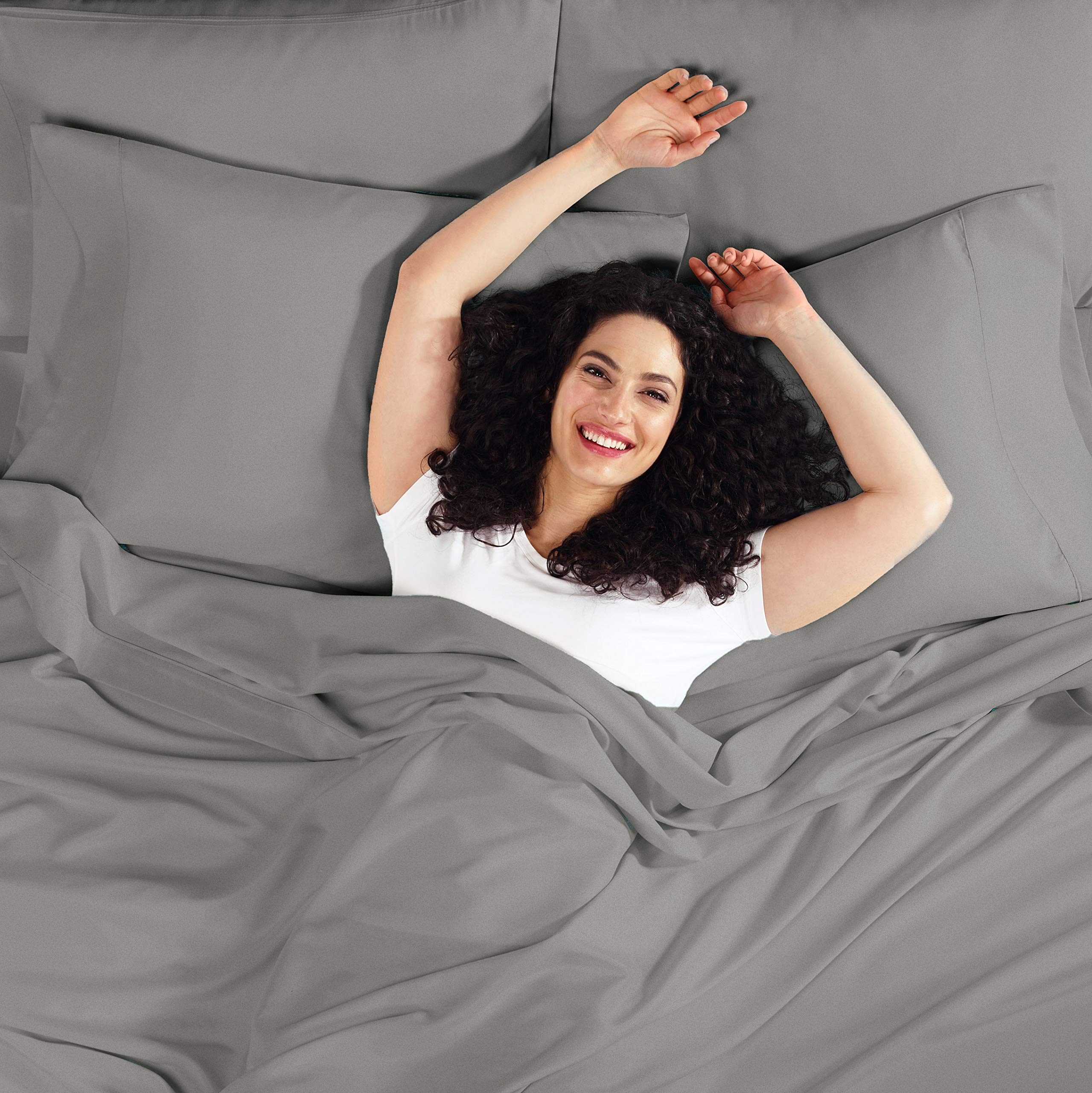Empyrean Twin Sheets Set - 3 Piece Super Soft Microfiber Bedding - Double Brushed Luxury Hotel Quality Charcoal Gray Twin Size Sheets with Deep Pockets & Elastic Corners - Perfect for Guest Rooms, Dorms & Cozy Bedrooms