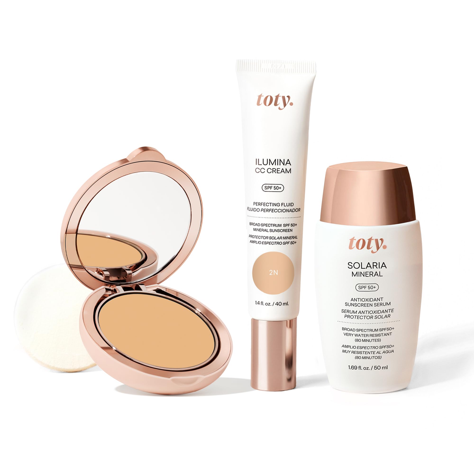 Ilumina CC Cream 100% Mineral Color Correcting Cream with SPF | Ilumina CC Creamy Compact Mineral Broad Spectrum Sunscreen | Solaria Mineral Antioxidant Sunscreen Serum SPF 50+ 2N | Natural Makeup & Sun Protection for Daily Use, Outdoor Activities & Sensitive Skin Care