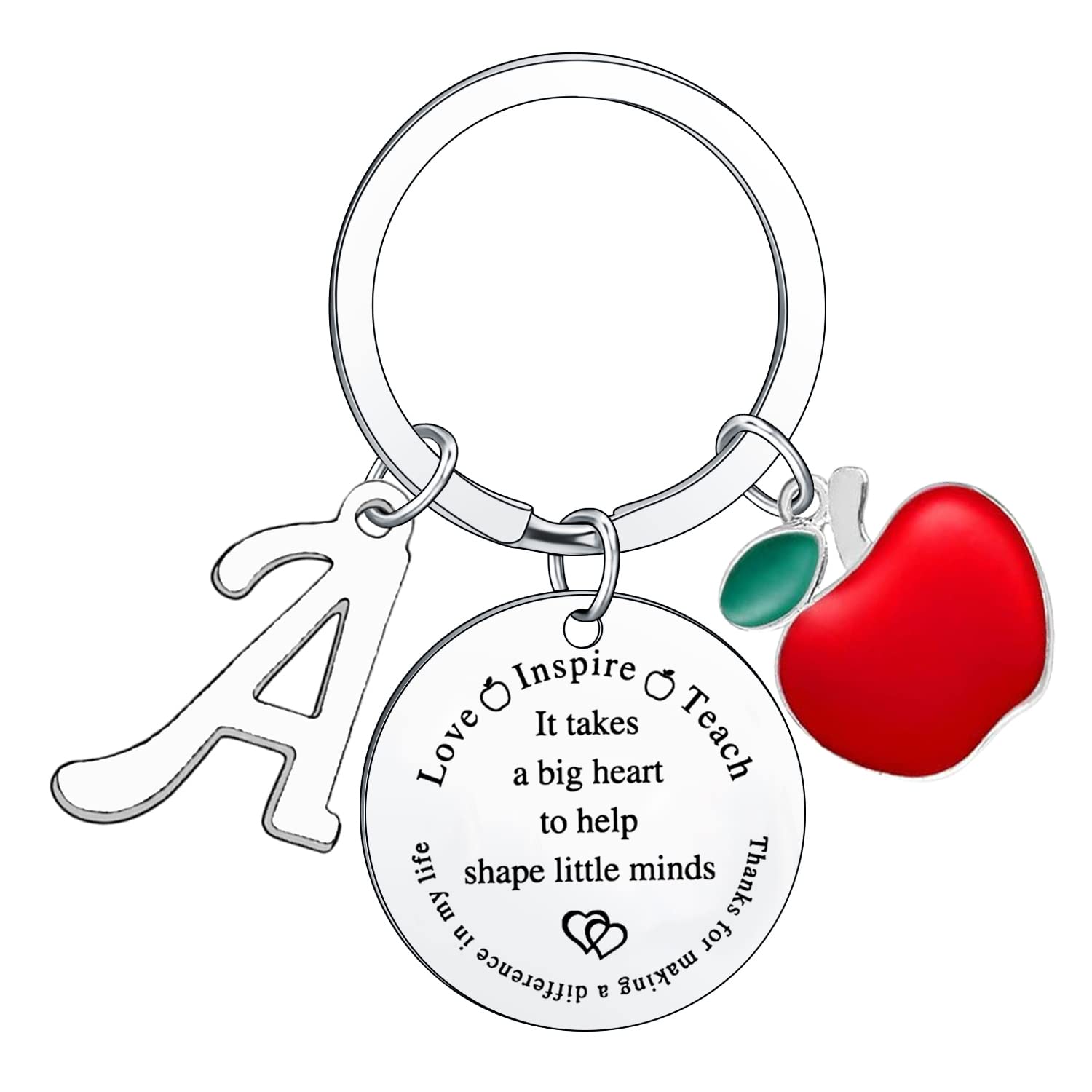 Personalized Teacher Keyring with Initial - Custom Engraved Graduation & Teacher Appreciation Gift for Educators, Mentors & School Staff - Perfect for End of Year, Retirement & Thank You Gifts