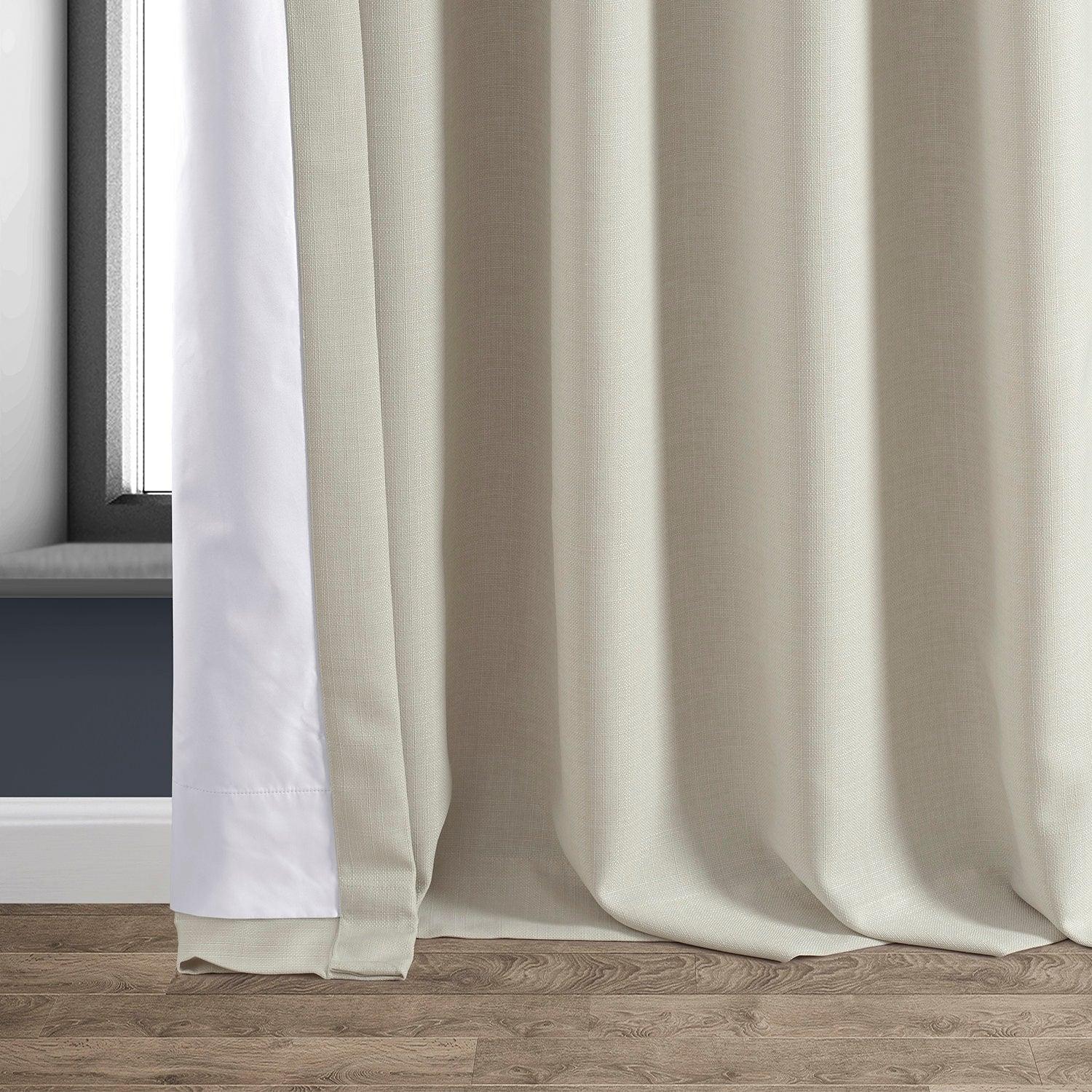 Caravan Beige Faux Linen Blackout Curtains for Bedroom & Living Room - Thermal Insulated Window Drapes for Hotels, Home Decor, and Light Blocking