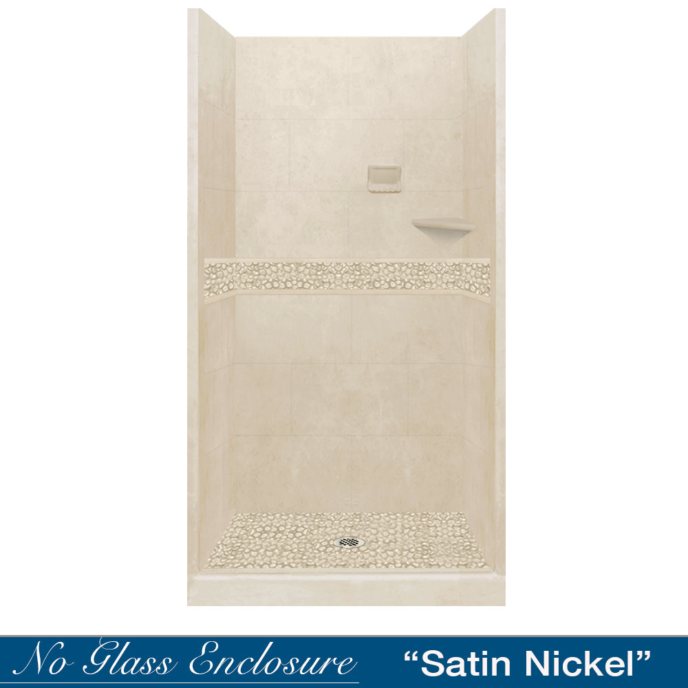 Alcove Desert Sand Sistine Stone & Pebble Stone Shower Wall Accent Kit - DIY Shower Remodel for Bathroom Renovation, Perfect for Spa-Like Shower Experience and Home Improvement Projects