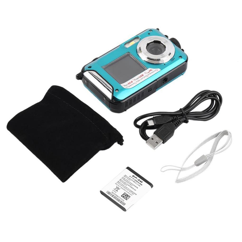 **24MP Waterproof Digital Camera with Dual Screen & 16X Zoom - 2.7 Inch HD Underwater Camera, USB Rechargeable, Includes Carry Bag (UK/US Plug) - Perfect for Snorkeling, Travel & Outdoor Adventures**